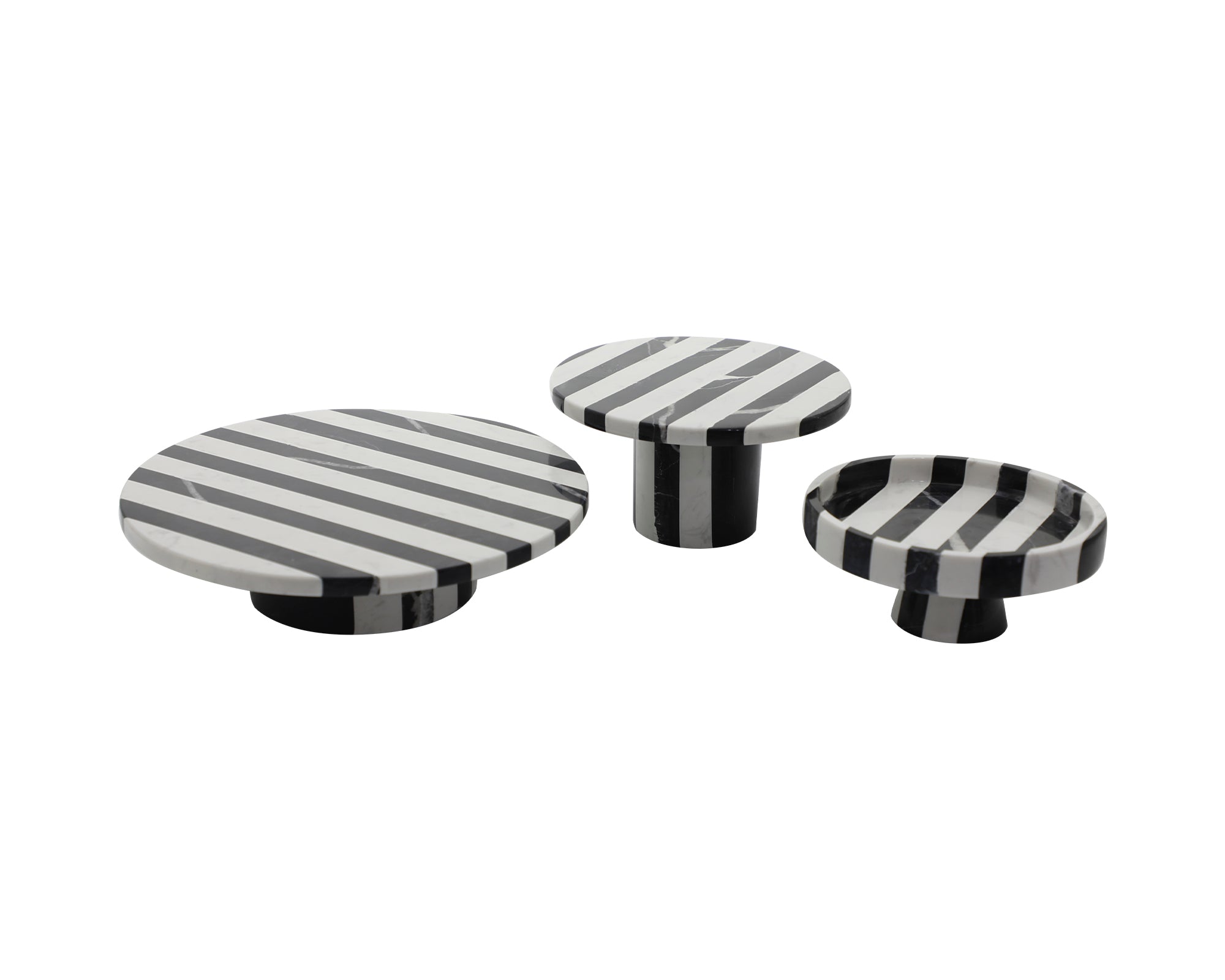 Monochrome Tray Medium - Black & White Marble
