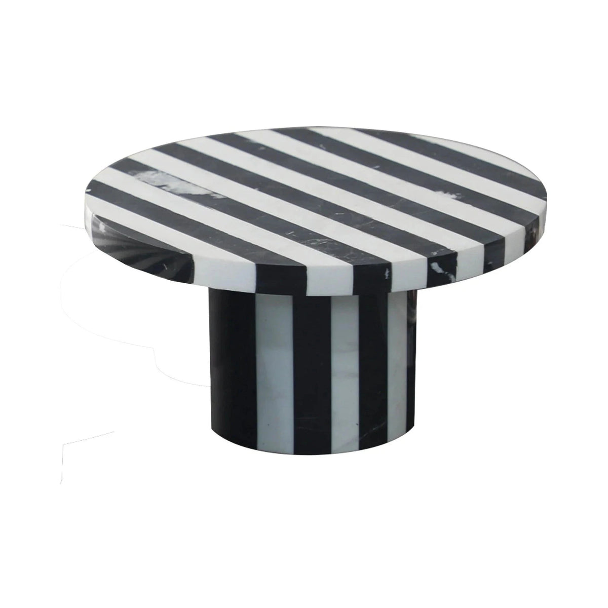 Monochrome Medium Black & White Striped Marble Tray