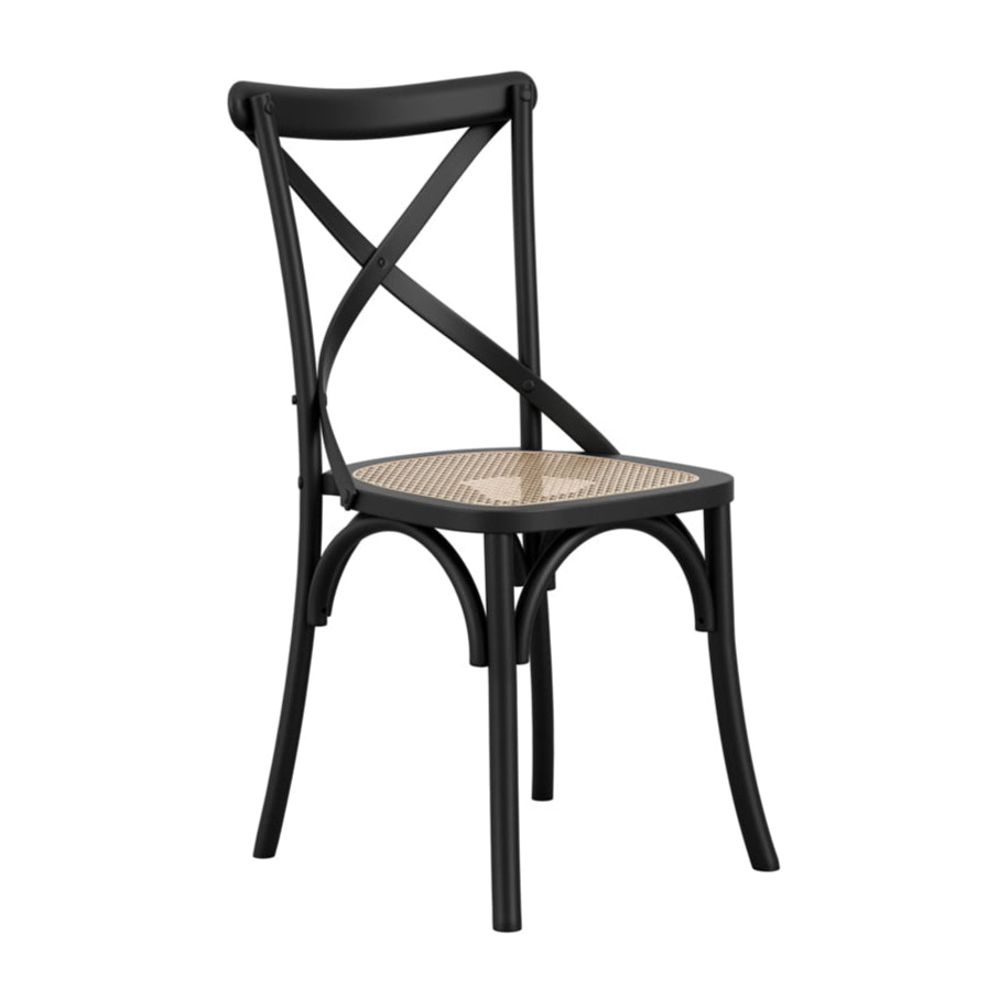 Set of 2 Fitzroy Black Beech Wood & Cane Dining Chair