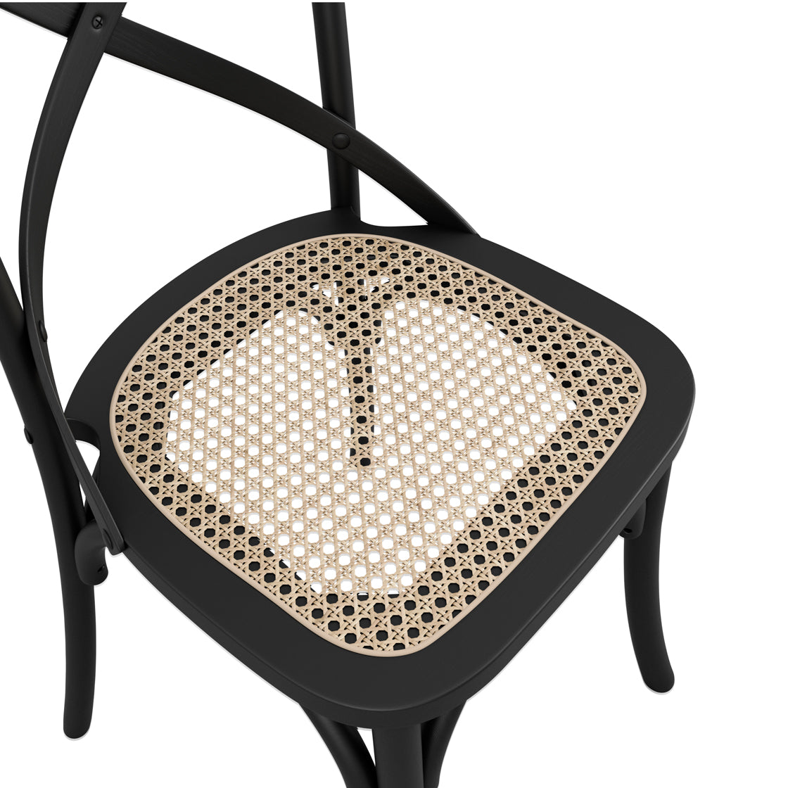 Set of 2 Fitzroy Black Beech Wood & Cane Dining Chair