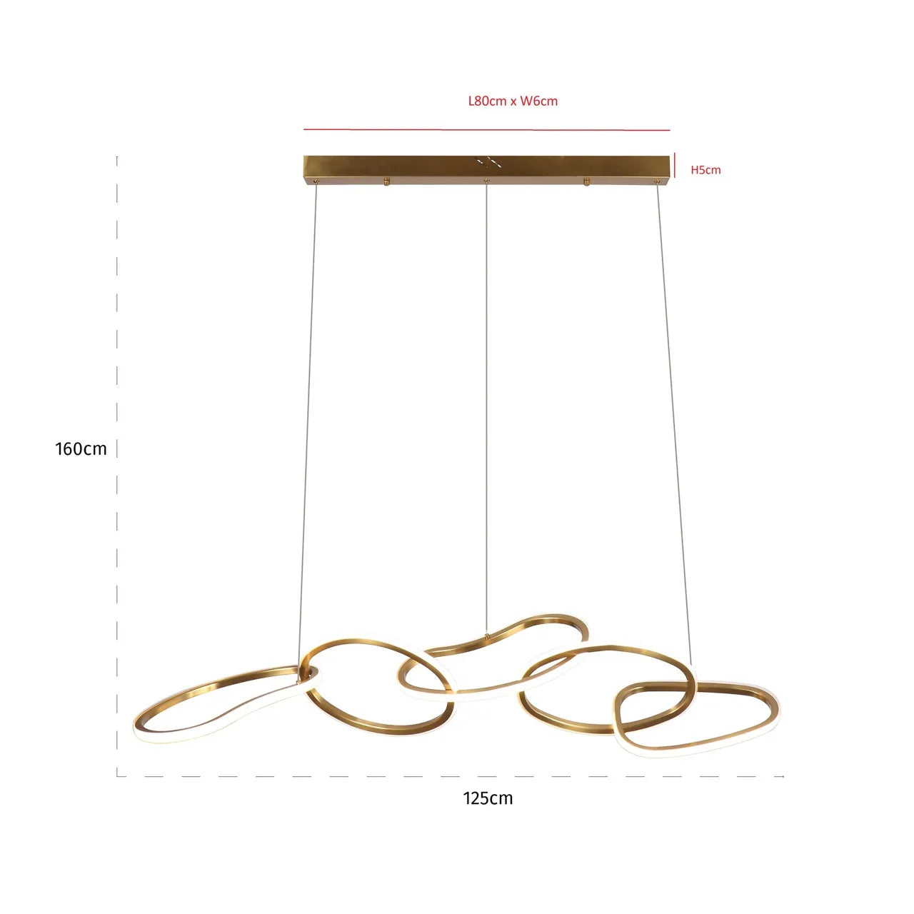 Richmond Interiors Flyn Brushed Gold Loops Led Pendant Light