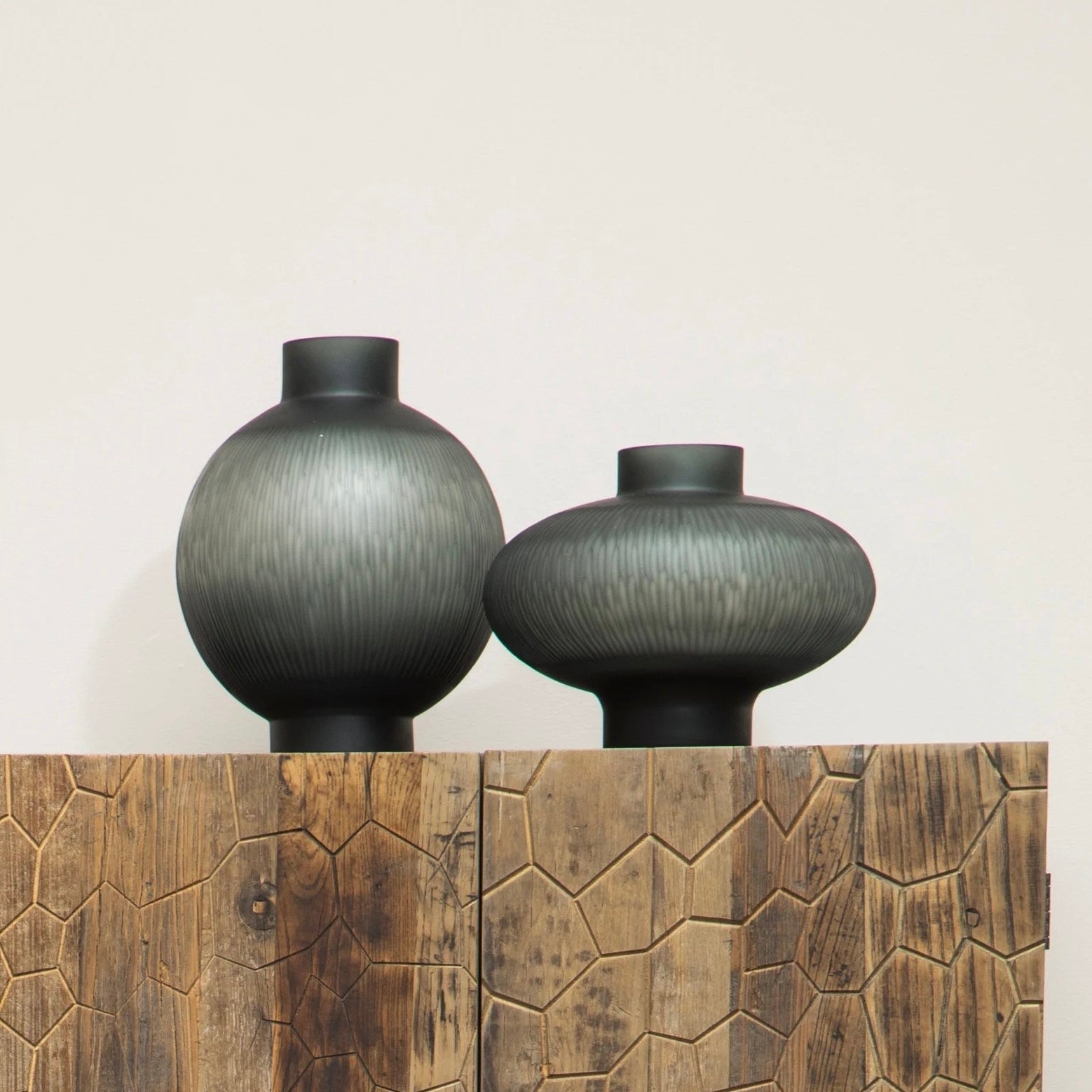 Esma Grey Textured Glass Round Vase