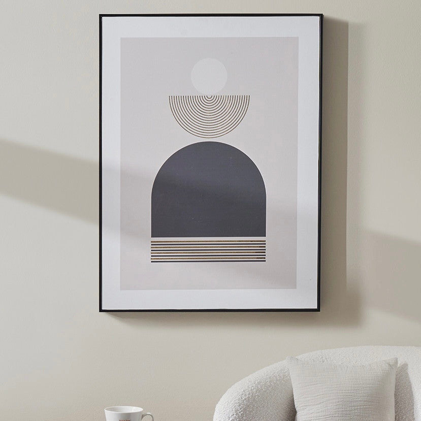 Art Deco Black Framed Wall Art Print with Gold Detail