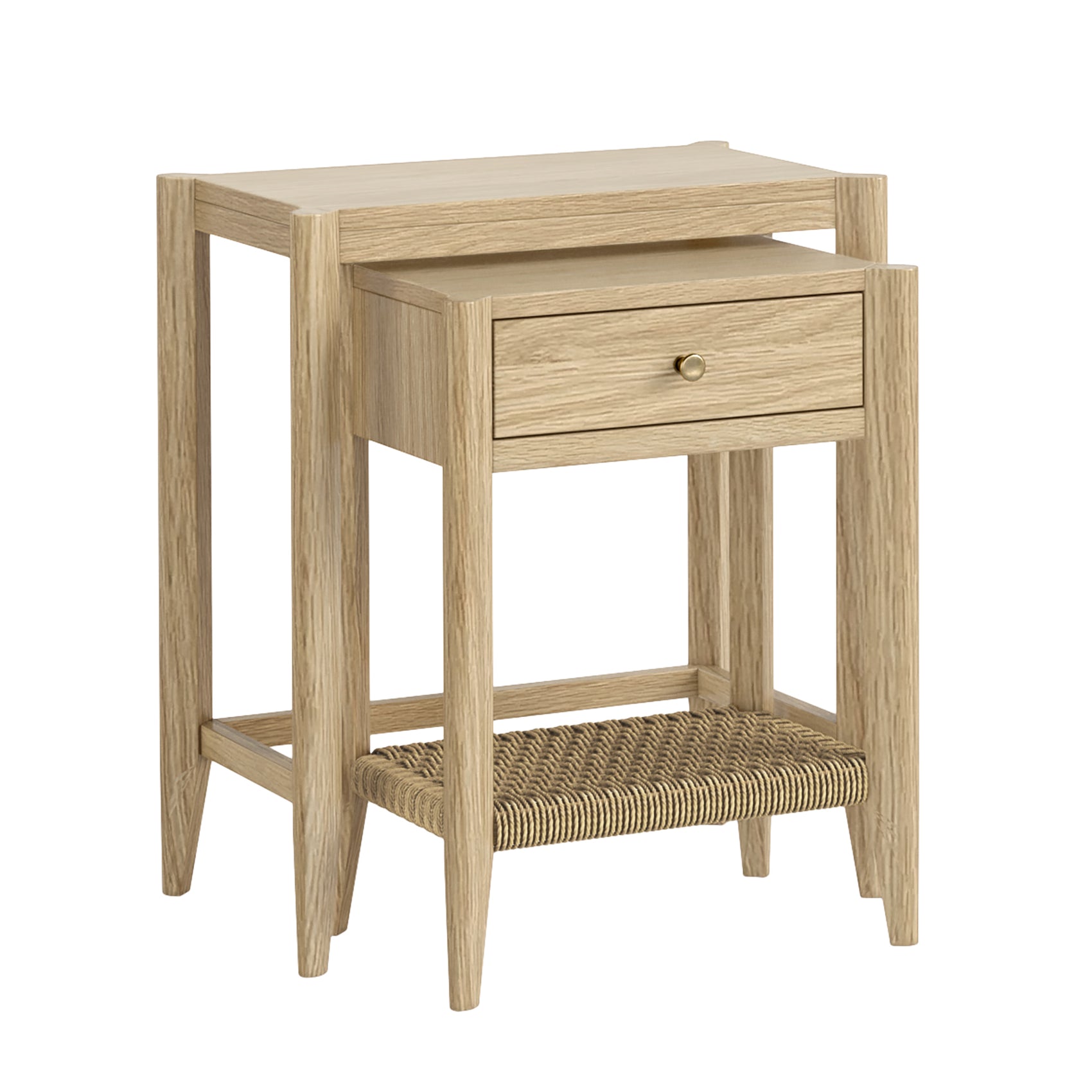 Harlow Natural Oak Wood Side Tables Nest