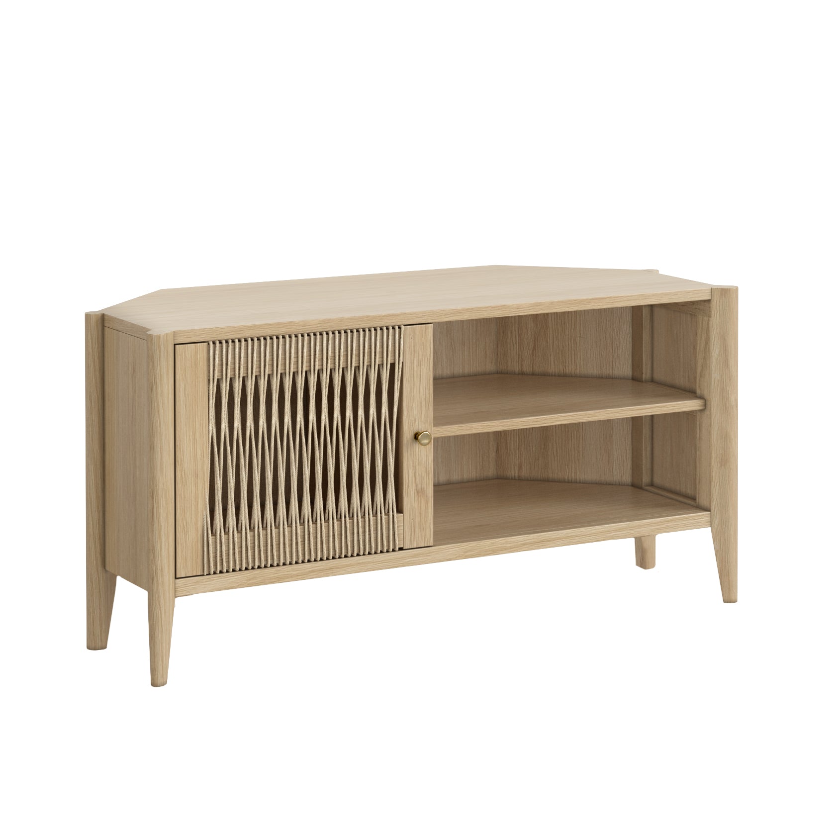 Harlow Natural Oak Wood Corner TV Unit