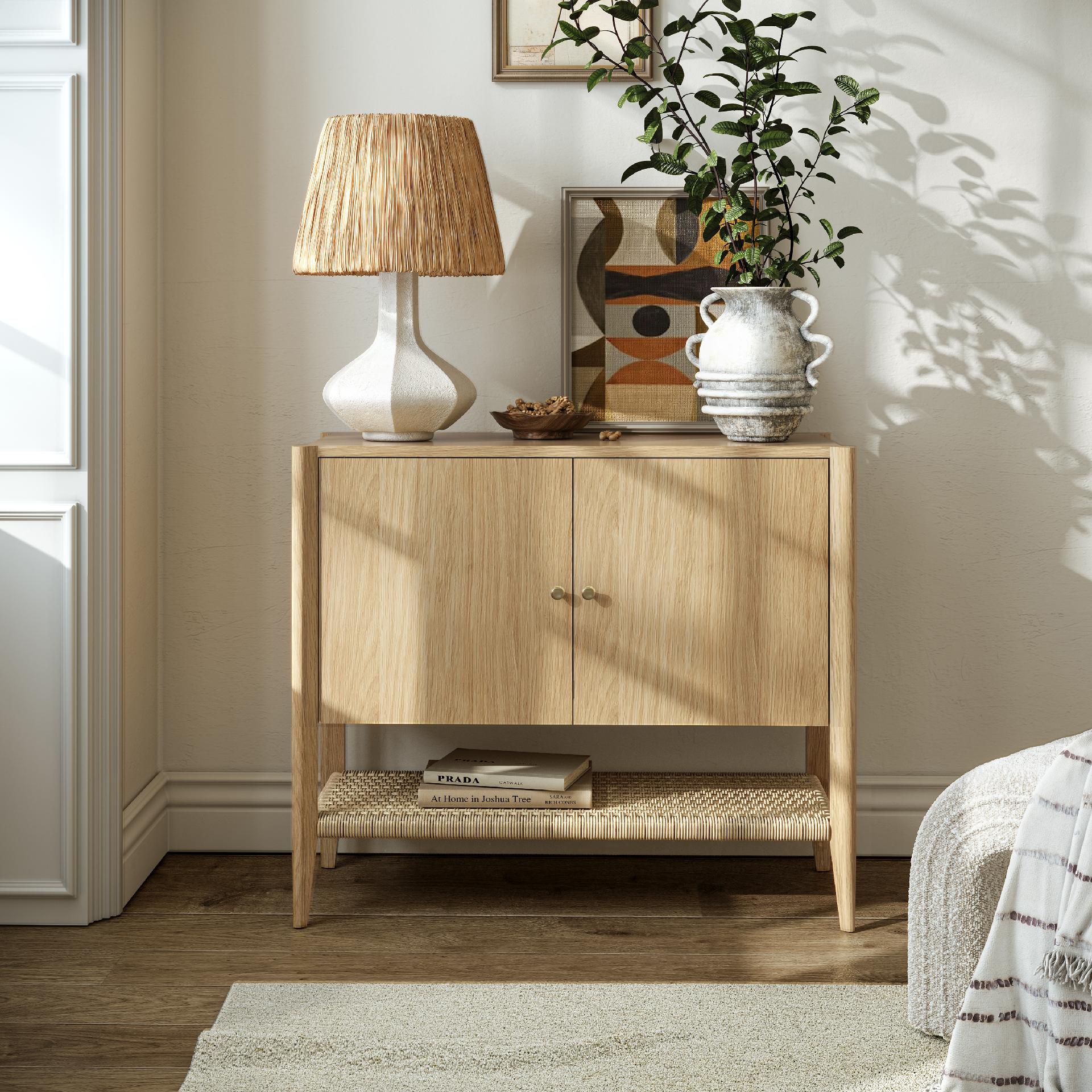 Harlow Natural Oak Wood Sideboard - Small with 2 Doors