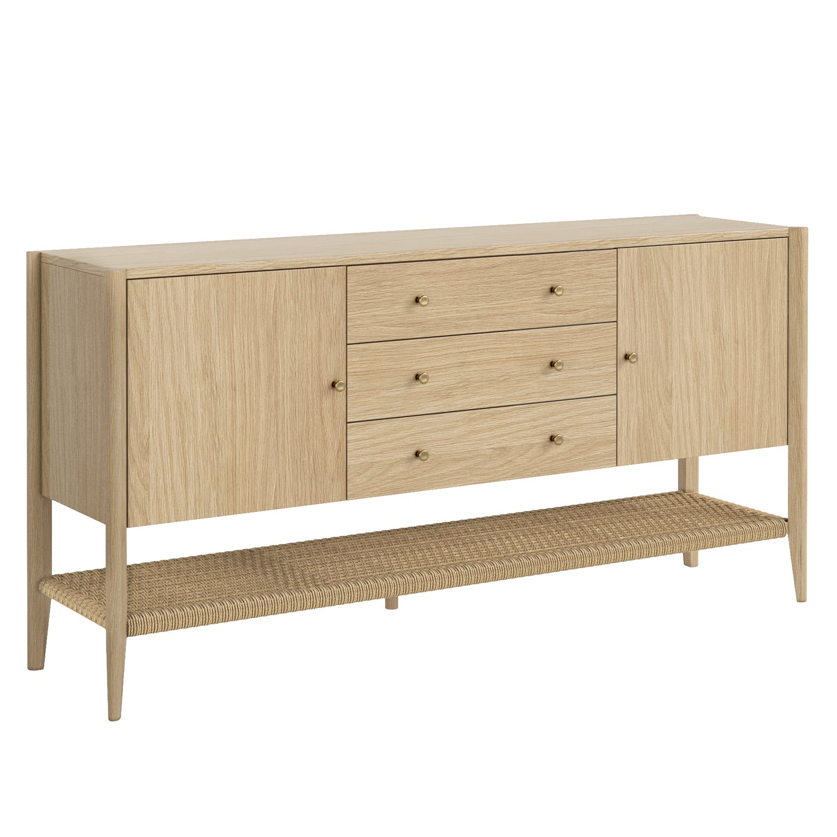 Harlow Natural Oak Wood Sideboard - Large with 3 Drawer