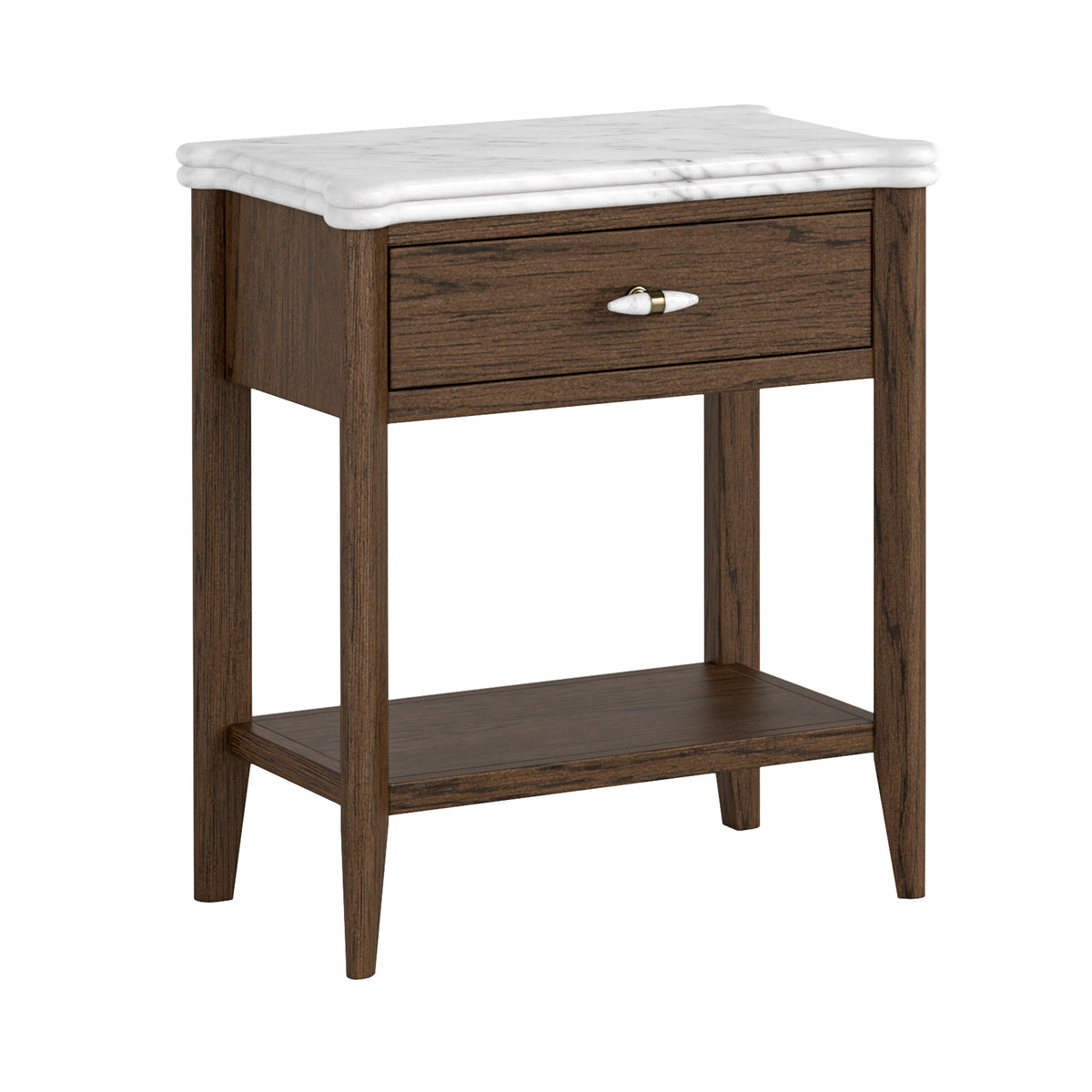 Viera Brown Wood & White Marble Side Table