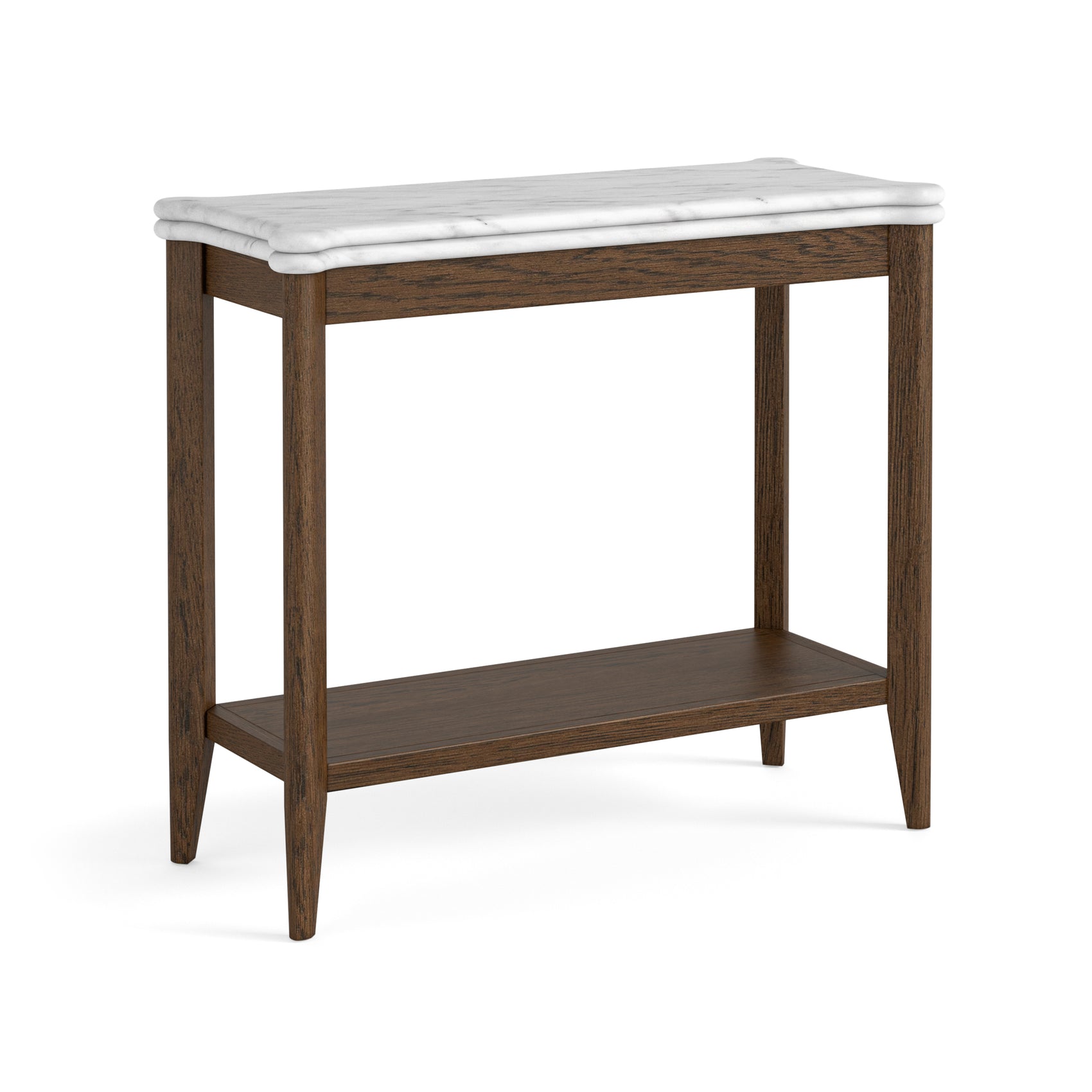 Viera Brown Wood & White Marble Sofa Side Table