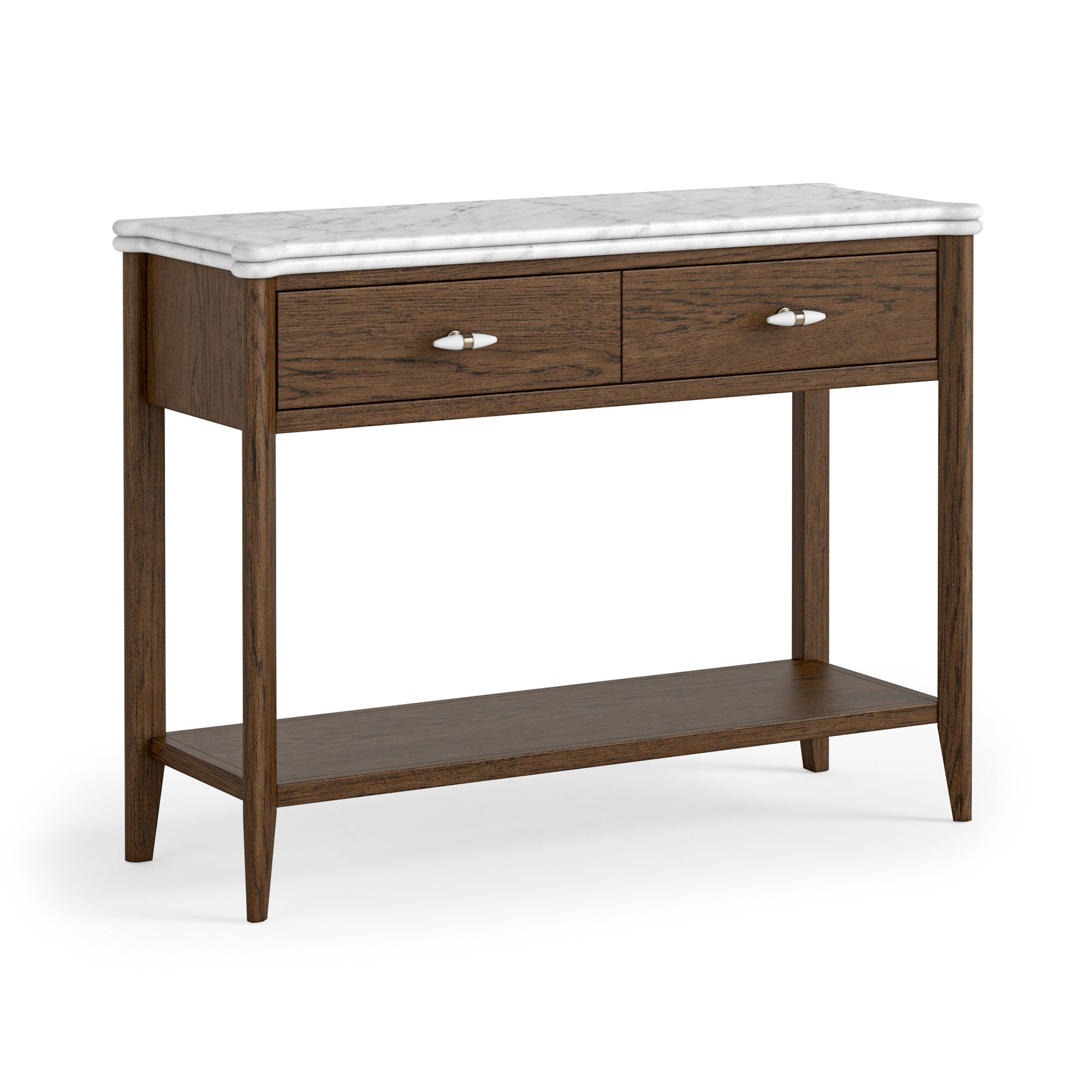 Viera Brown Wood & White Marble Console Table 100cm