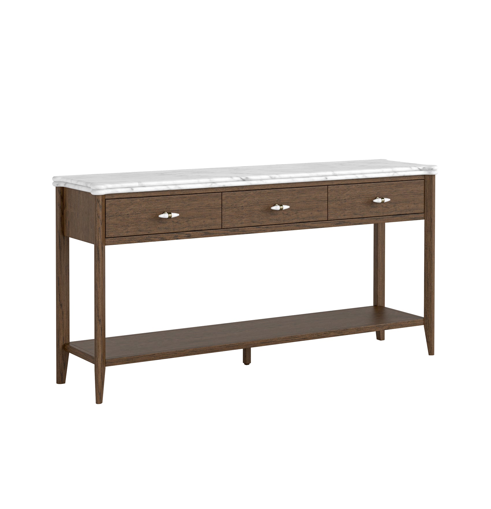Viera Brown Wood & White Marble Console Table 150cm