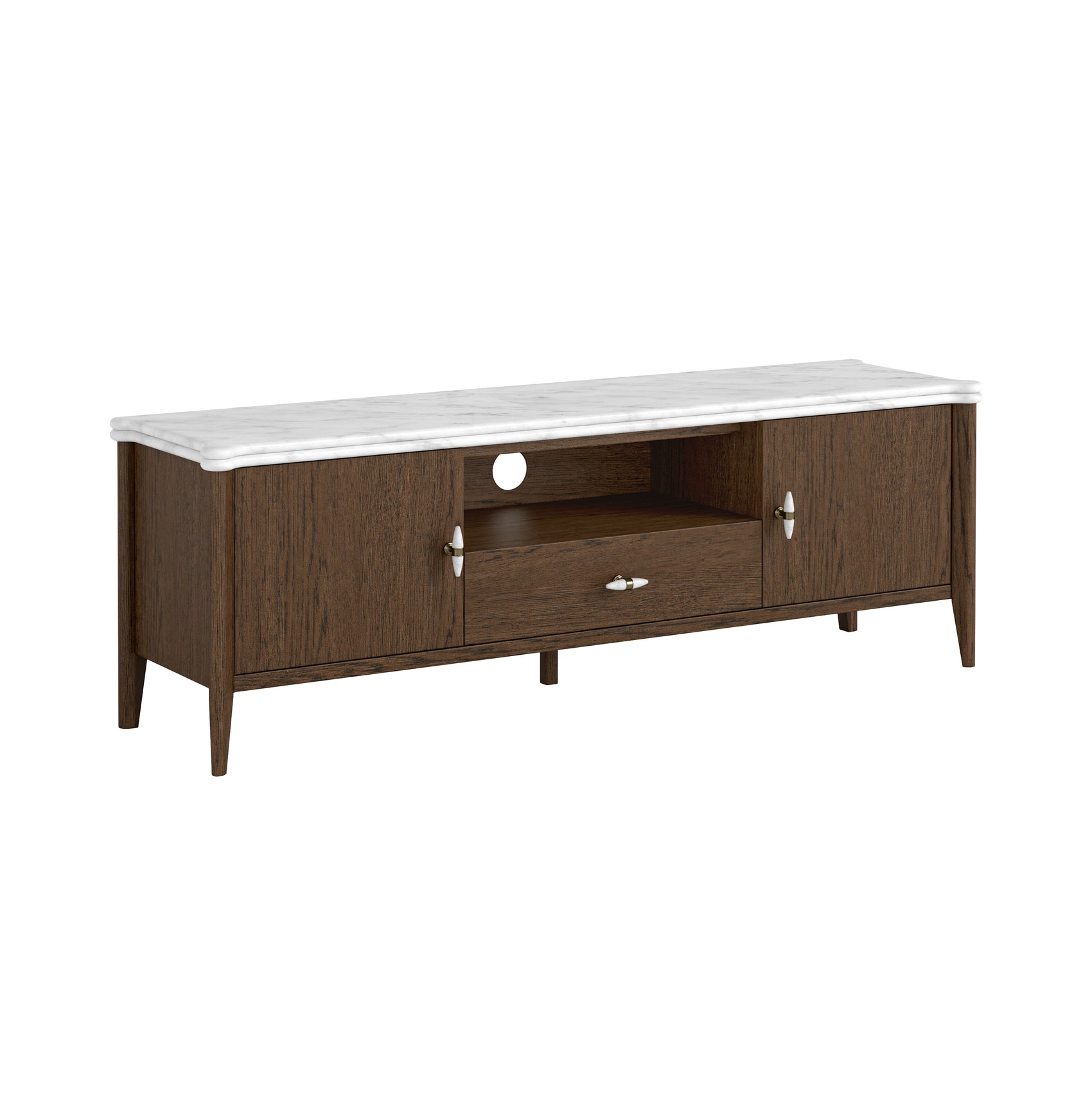 Viera Brown Wood & White Marble TV Unit 150cm
