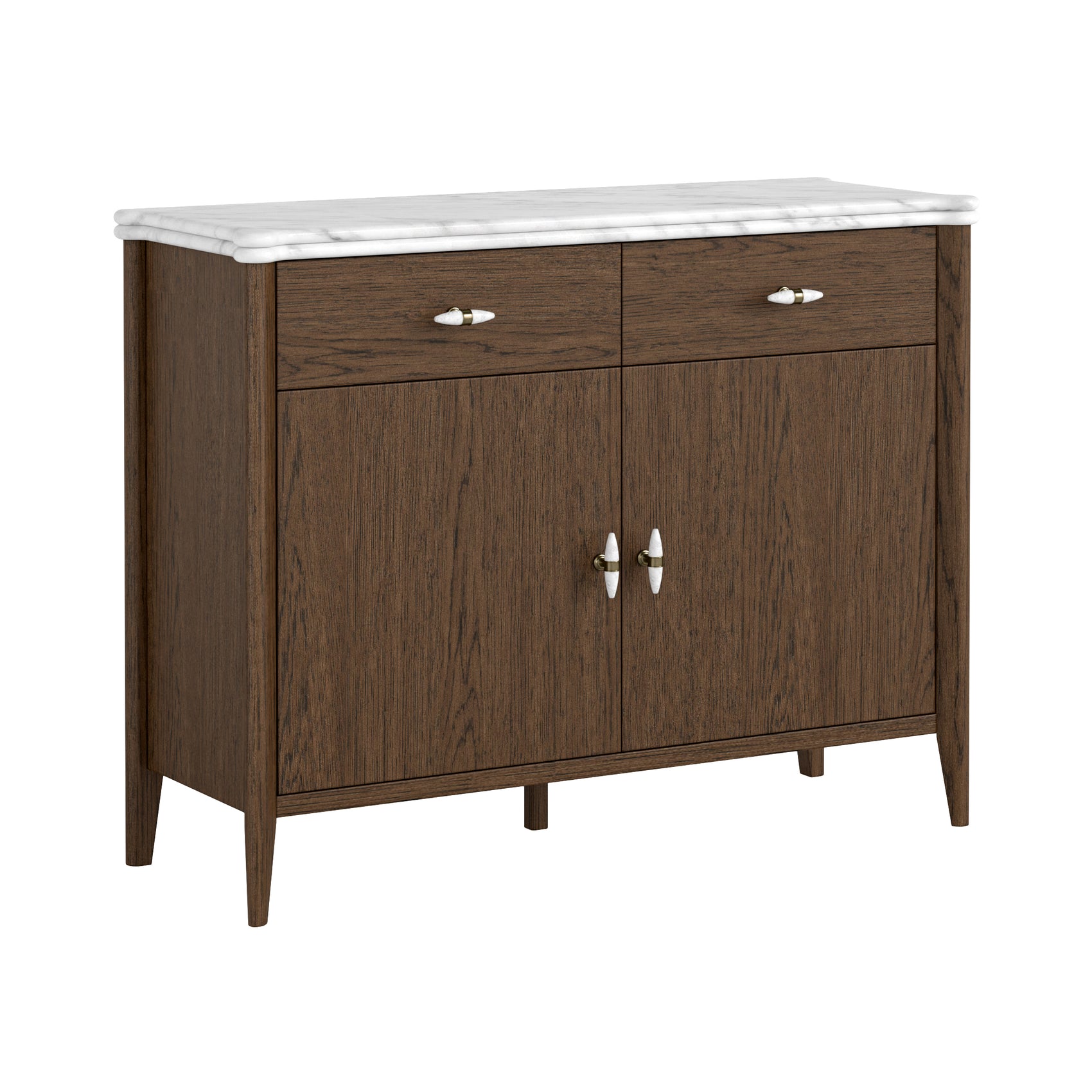 Viera Brown Wood & White Marble Sideboard - Small