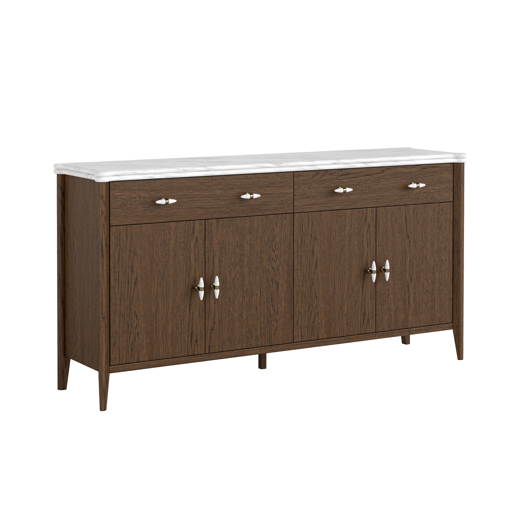 Viera Brown Wood & White Marble Sideboard - Large