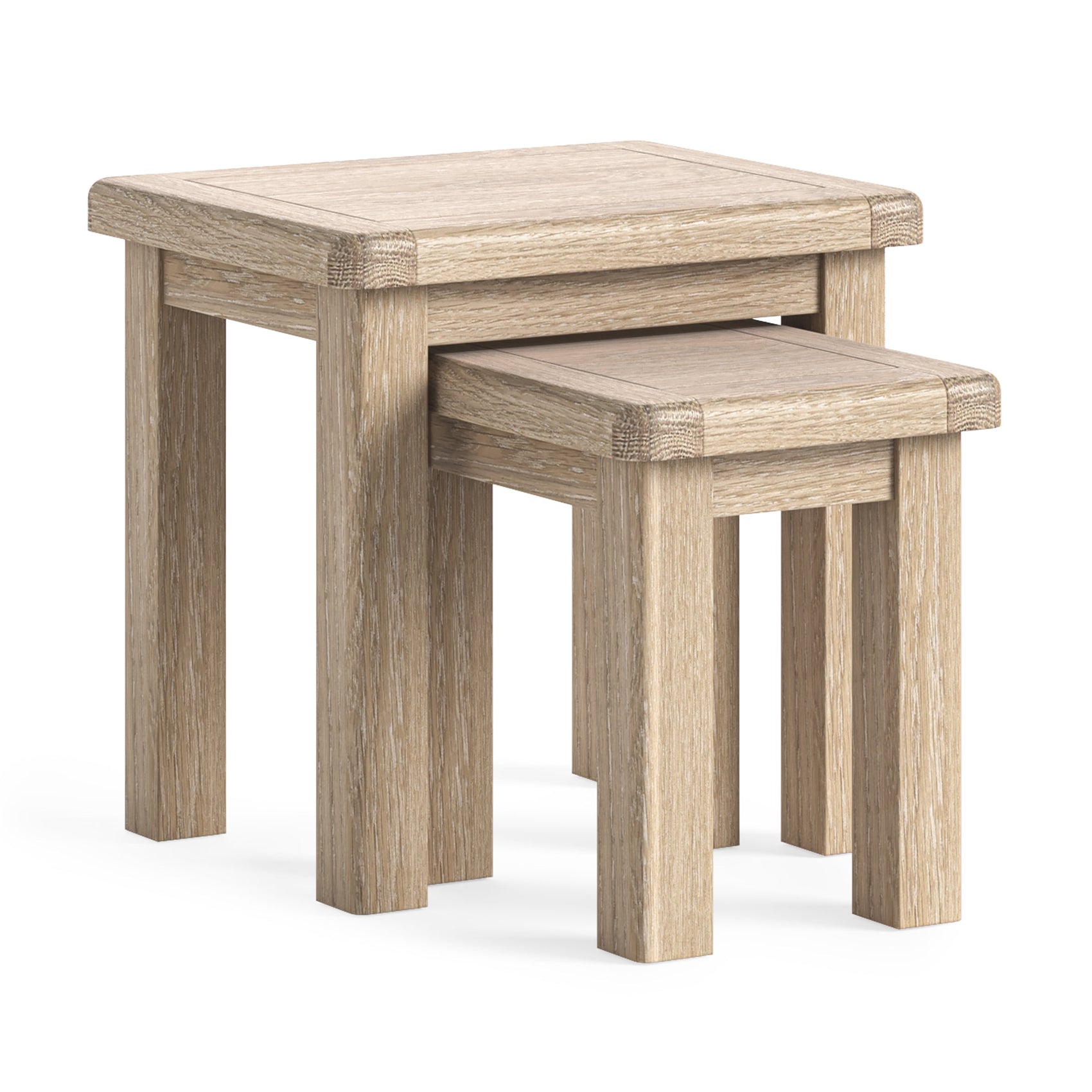 Jackson Whitewash Oak Wood Side Tables Nest