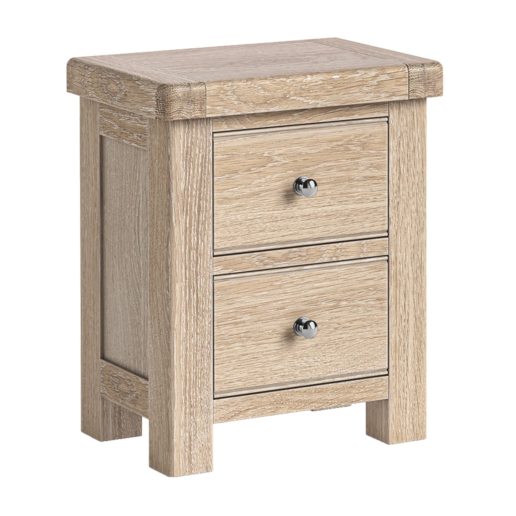 Jackson Whitewash Oak Wood Bedside Table