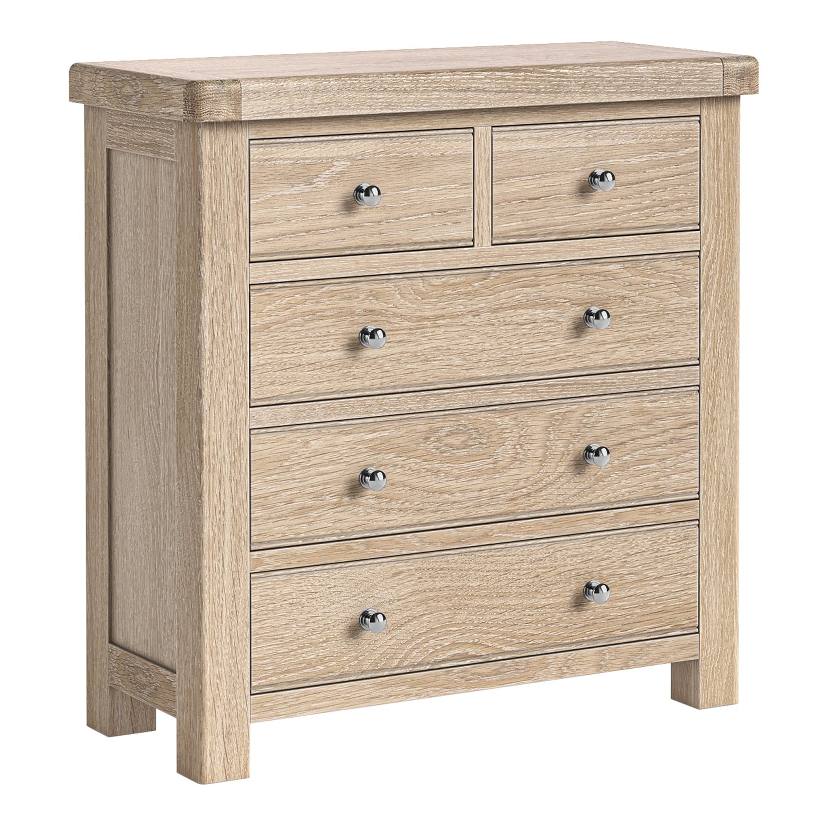 Jackson Whitewash Oak Wood Chest of Drawers