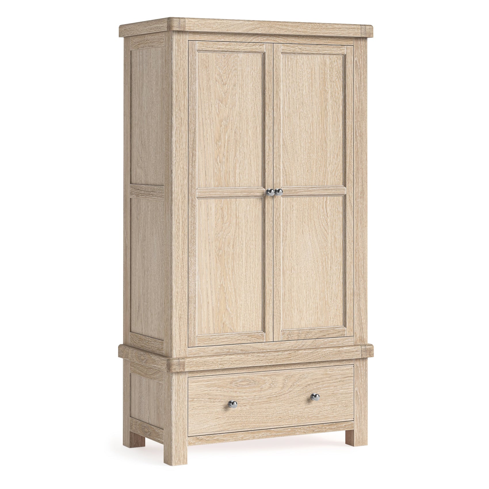 Jackson Whitewash Oak Wood Gents Wardrobe