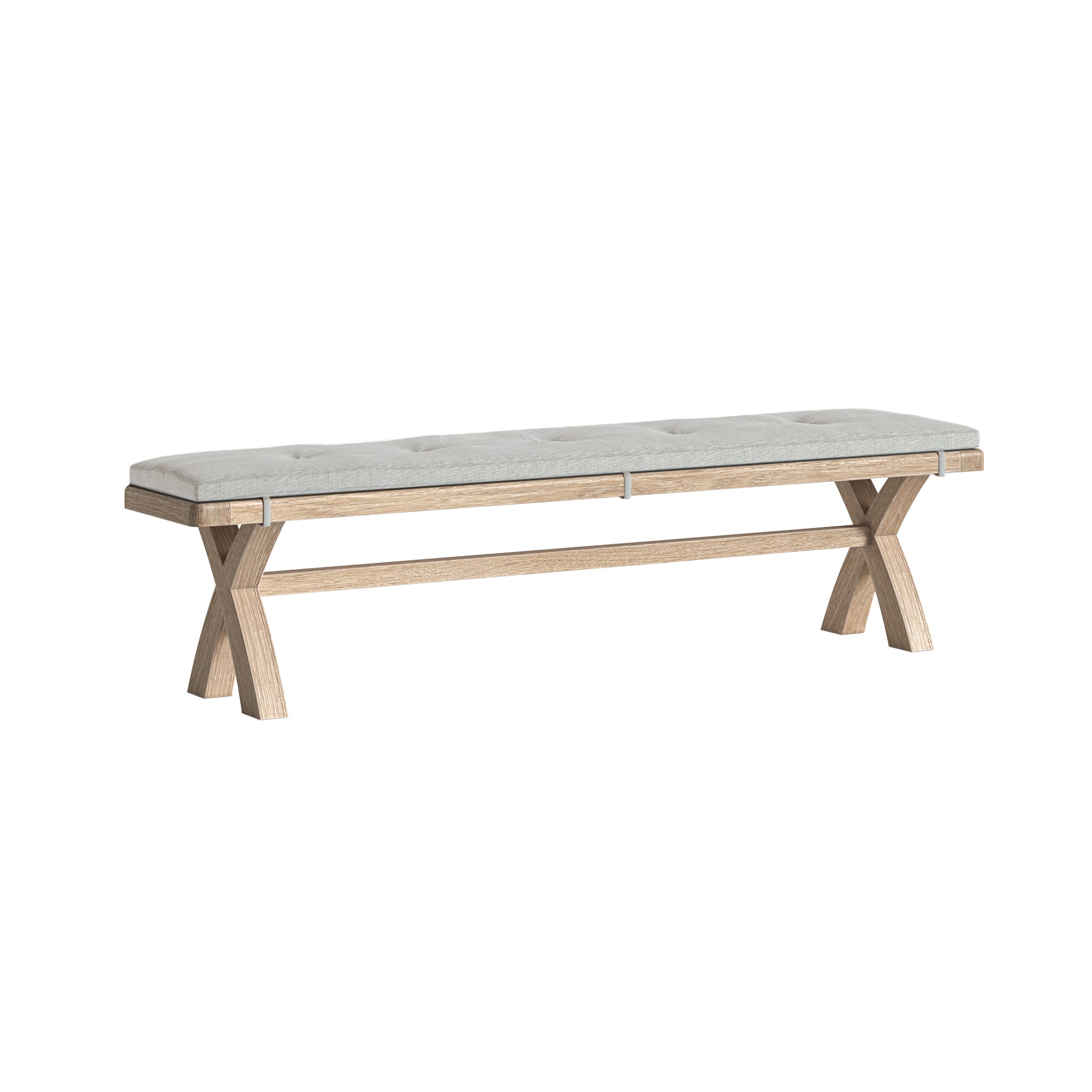 Jackson Whitewash Oak Wood Cross Bench 200cm