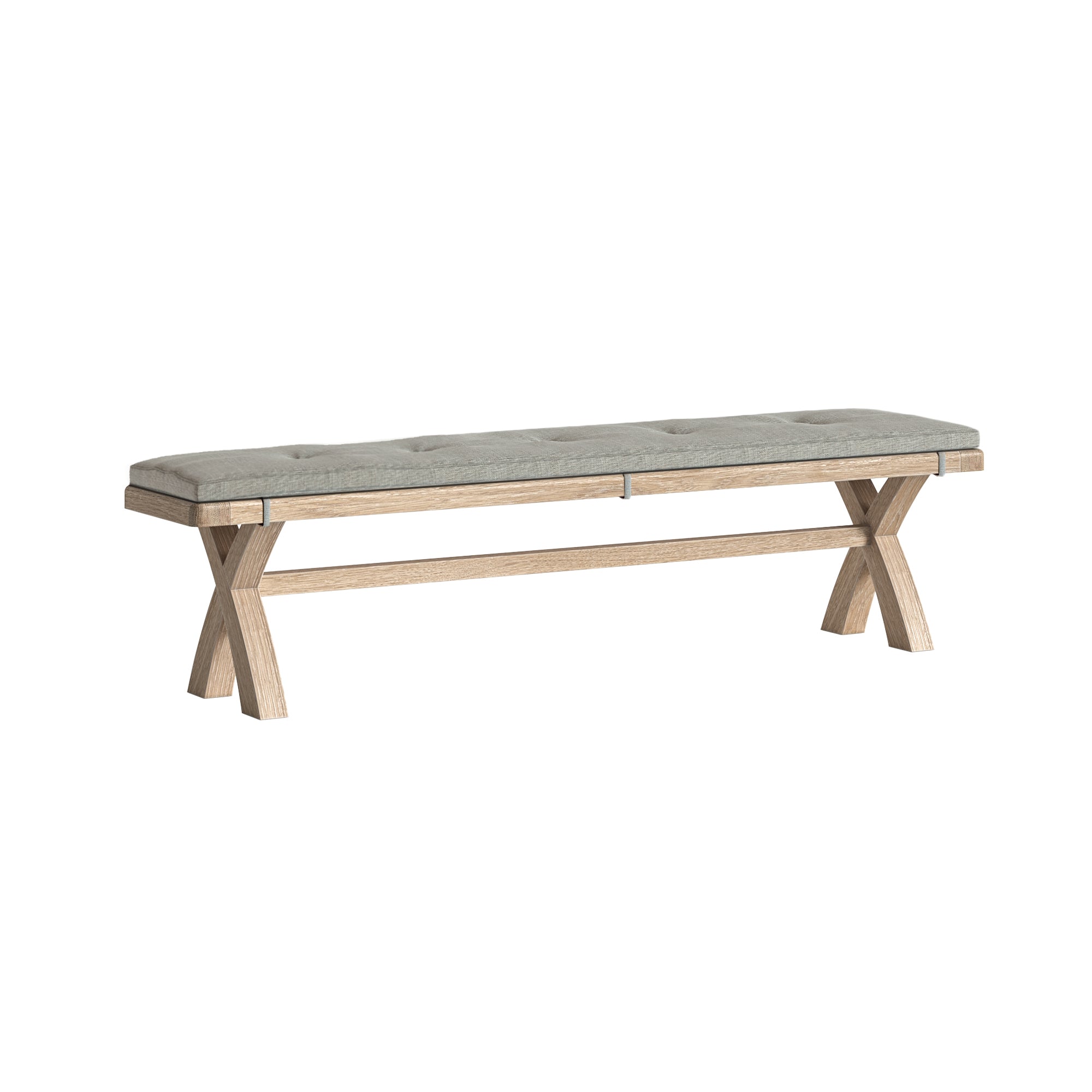 Jackson Whitewash Oak Wood Cross Bench 200cm