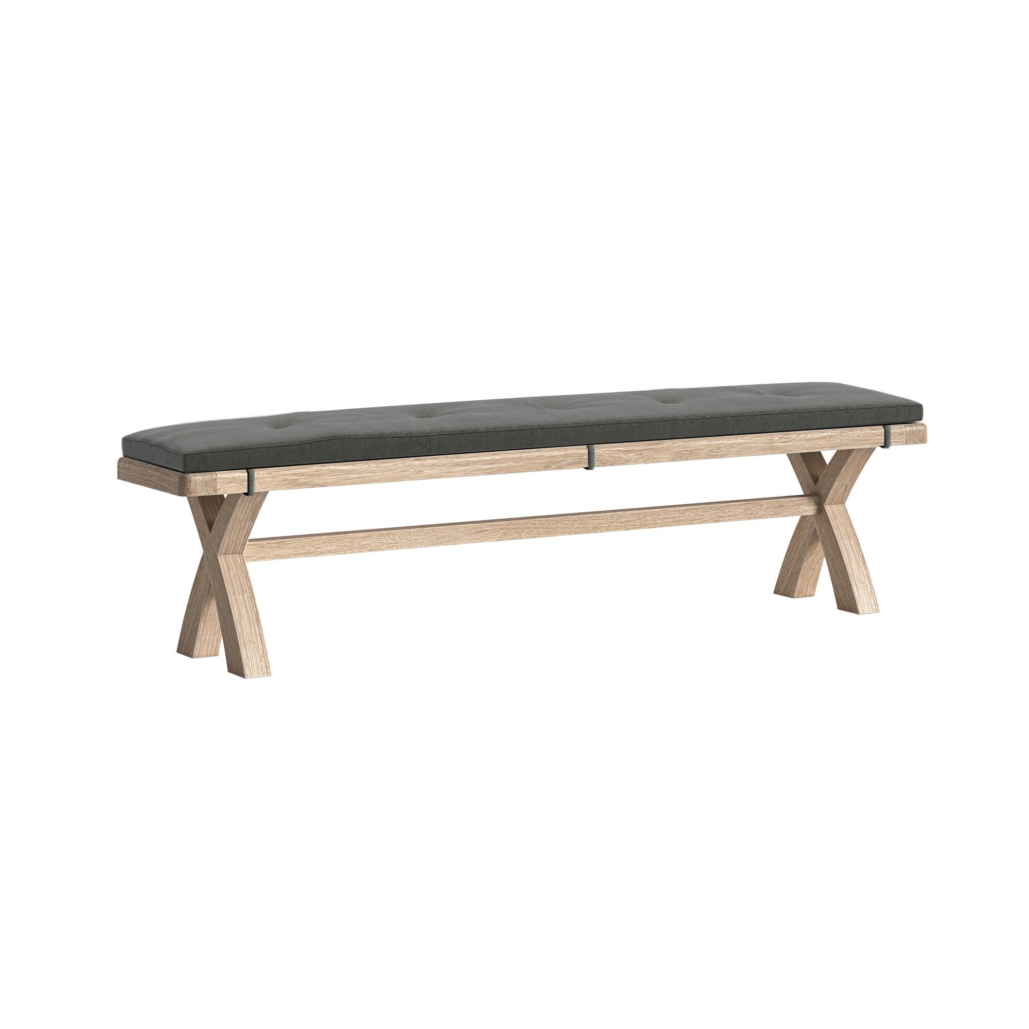 Jackson Whitewash Oak Wood Cross Bench 200cm