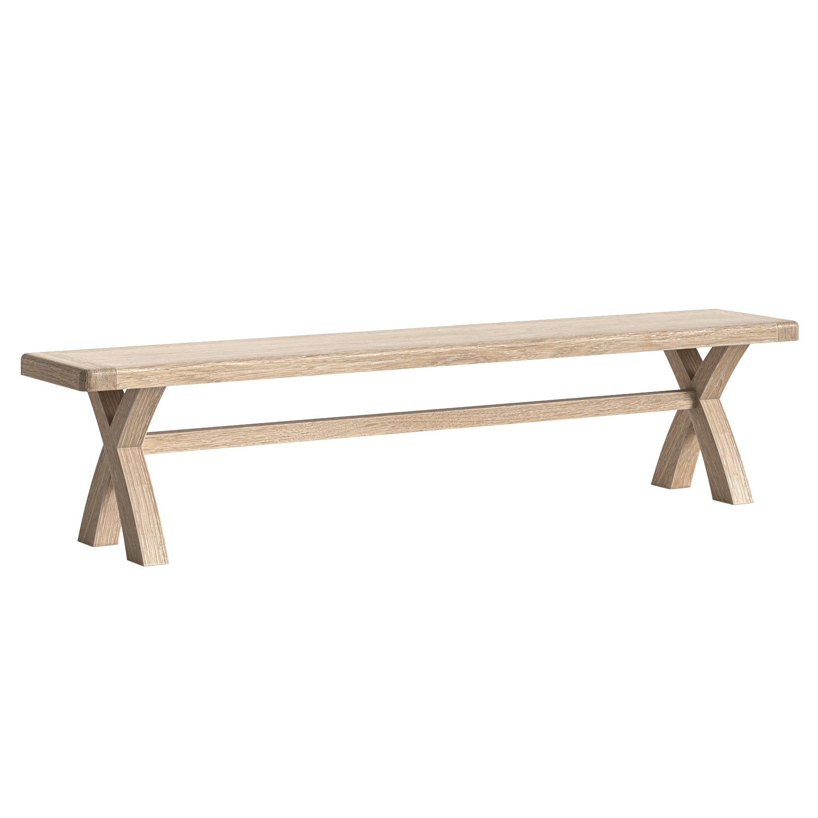 Jackson Whitewash Oak Wood Cross Bench 200cm