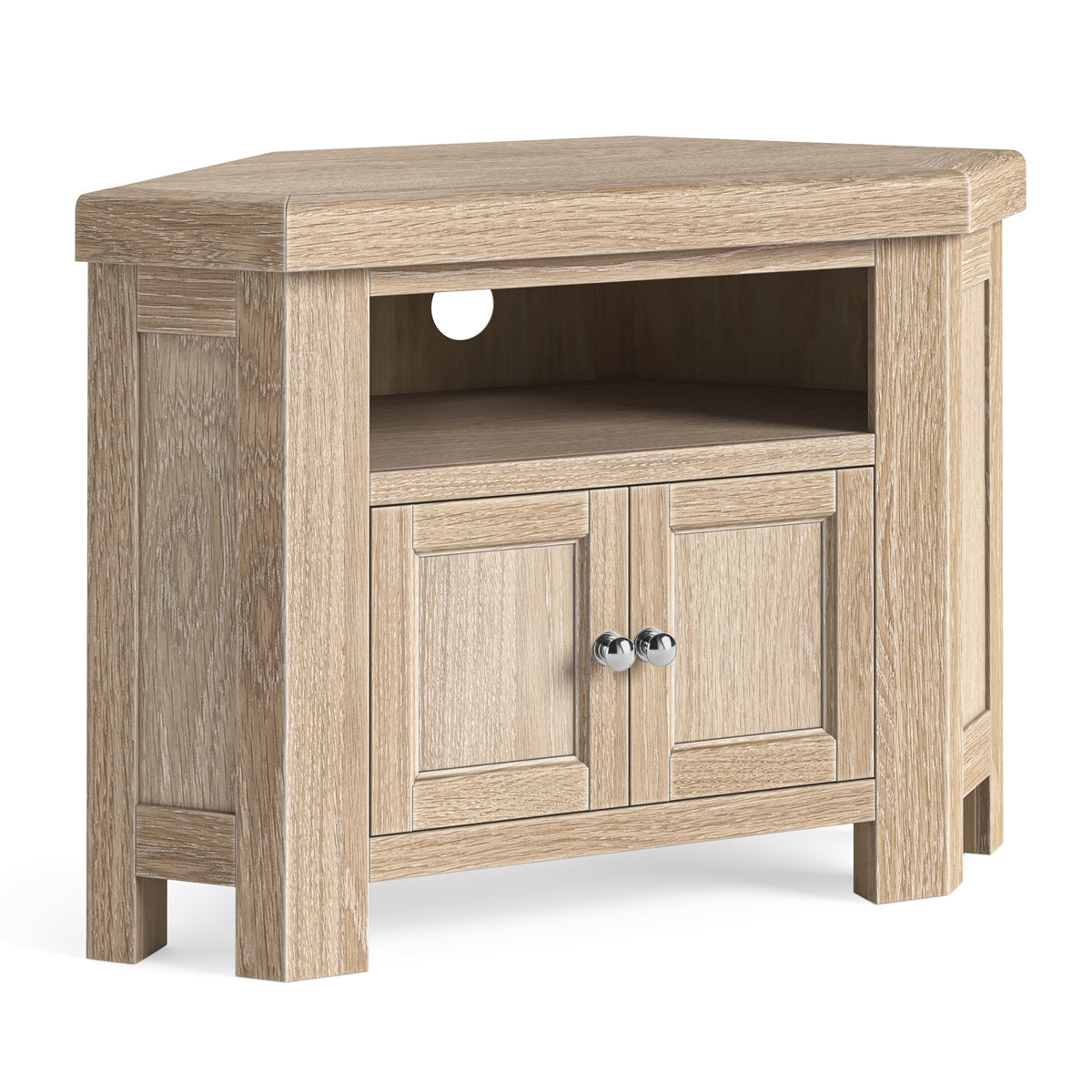 Jackson Whitewash Oak Wood Corner TV Unit
