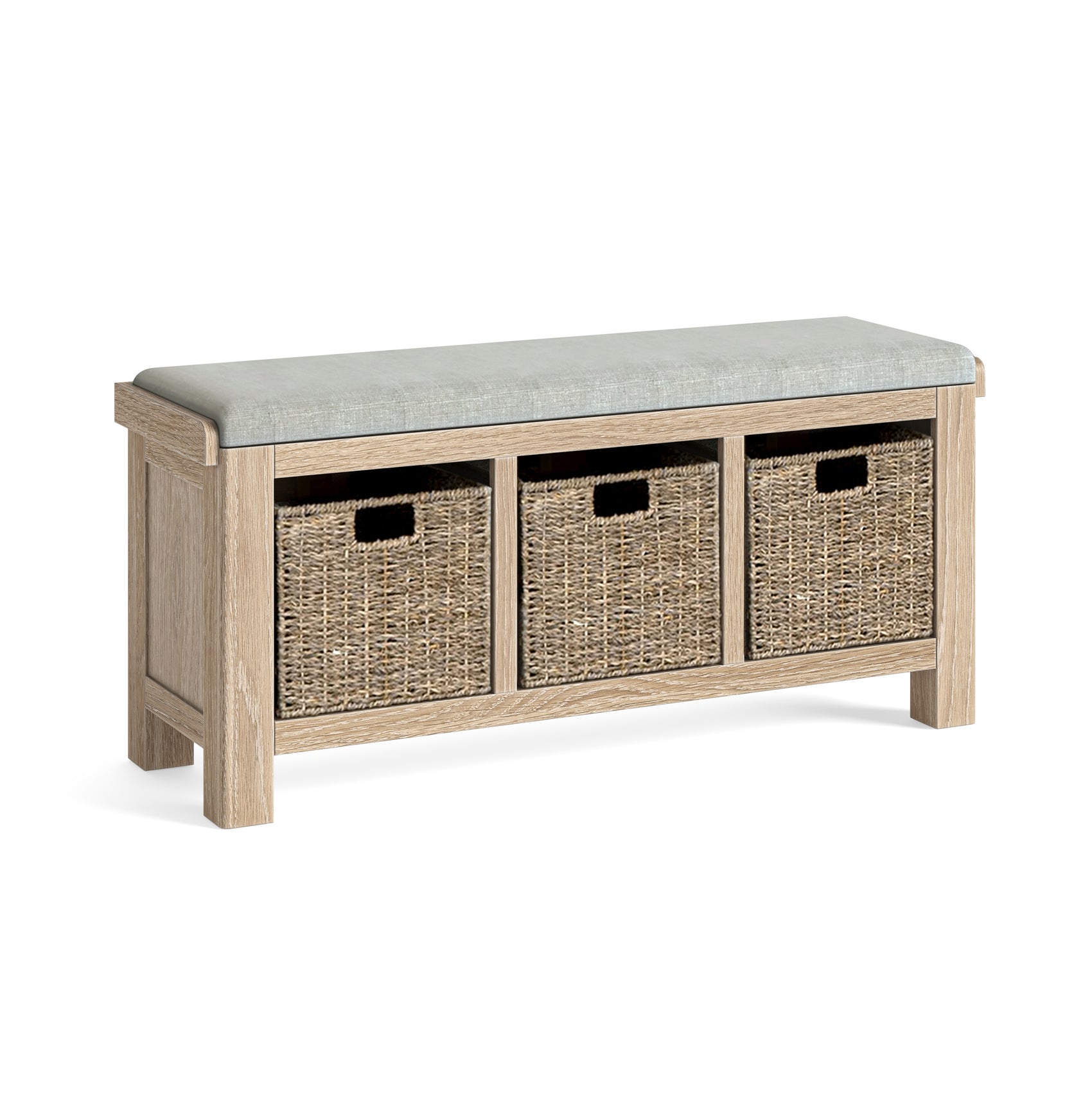 Jackson Whitewash Oak Wood Storage Bench