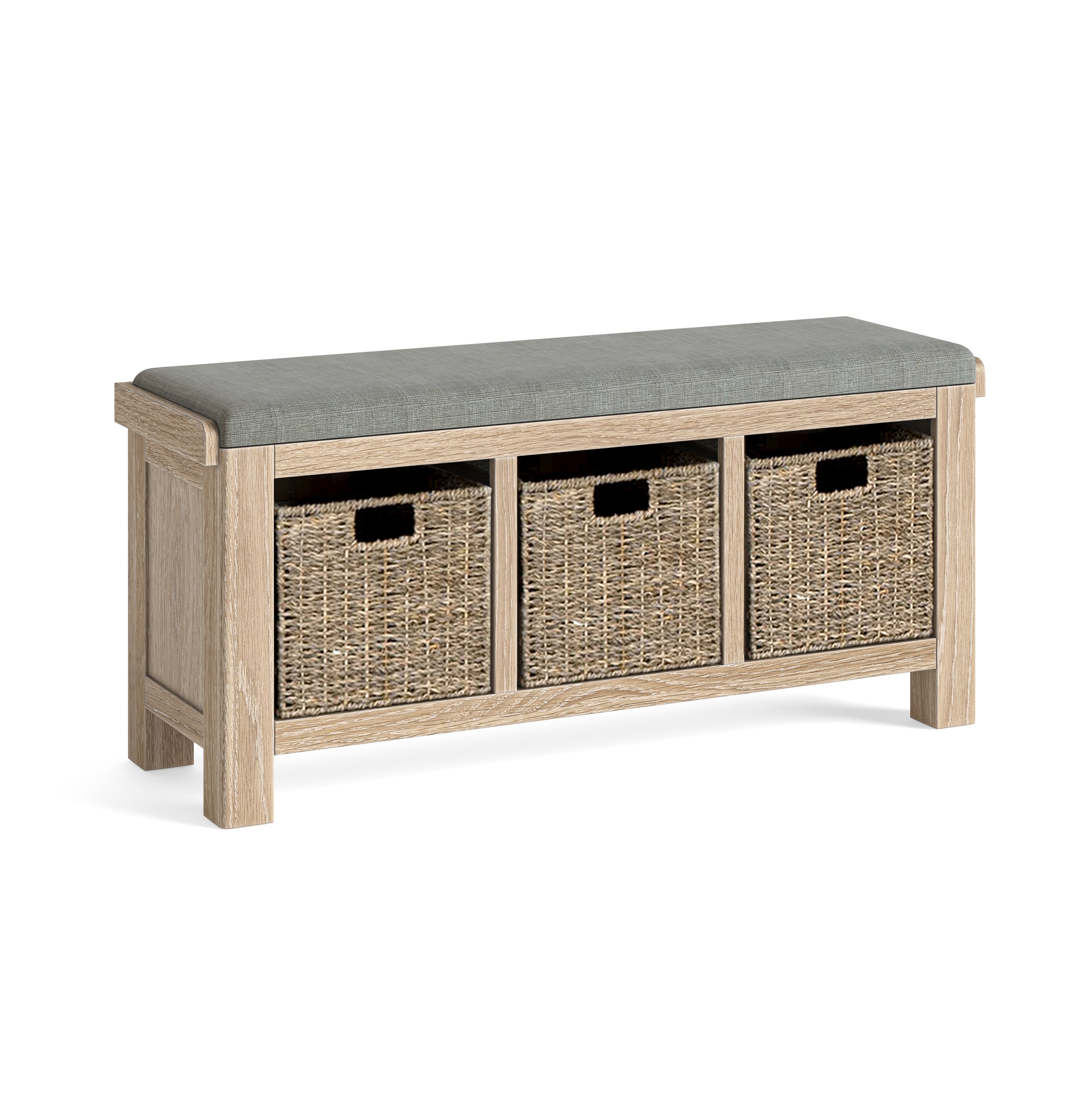 Jackson Whitewash Oak Wood Storage Bench