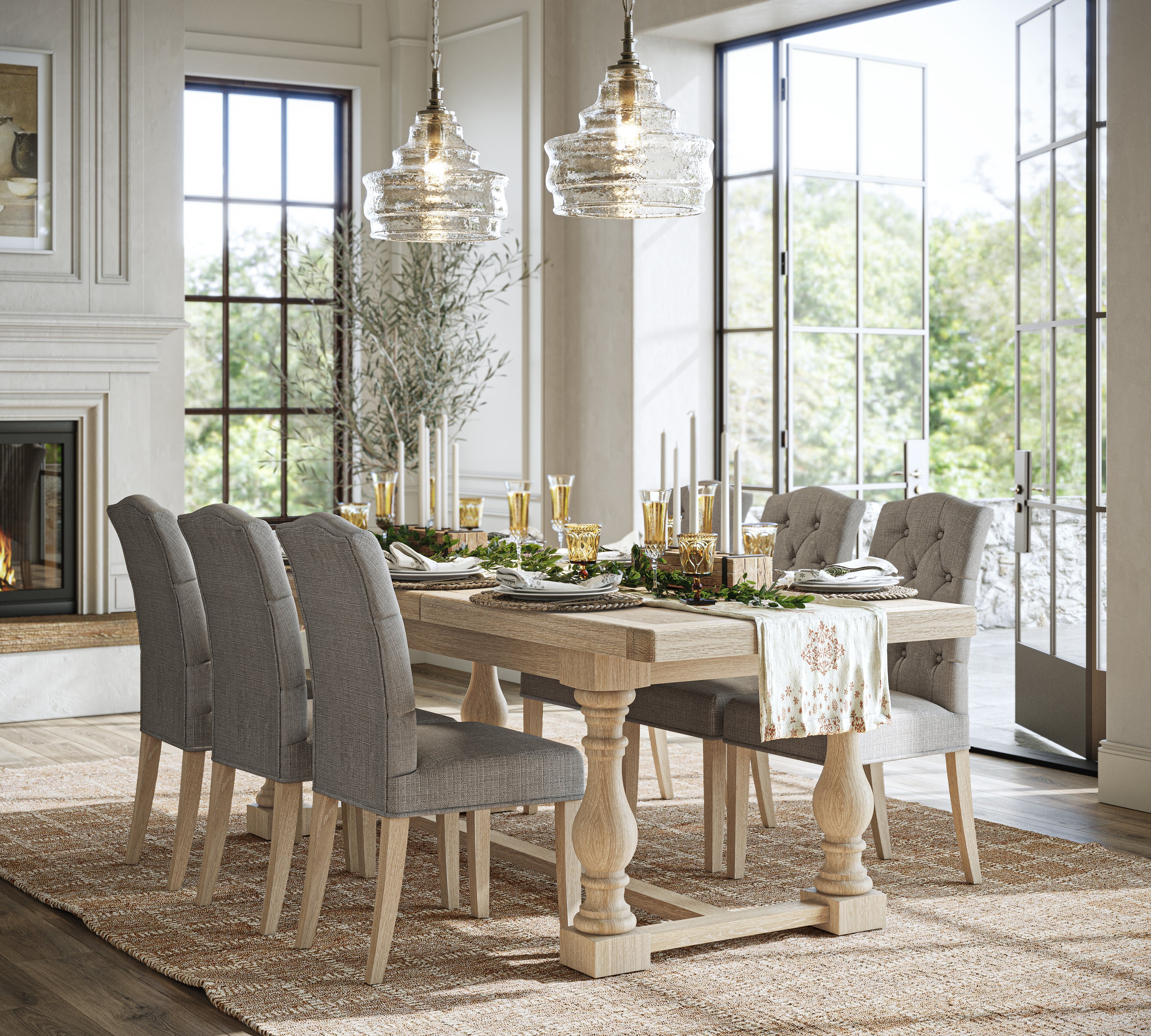 Jackson Whitewash Oak Wood Trestle Extending Dining Table 200/245cm