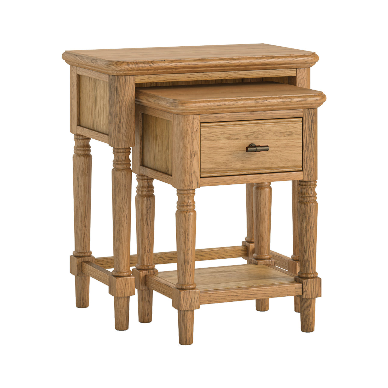 Ashcombe Oak Wood Side Tables Nest