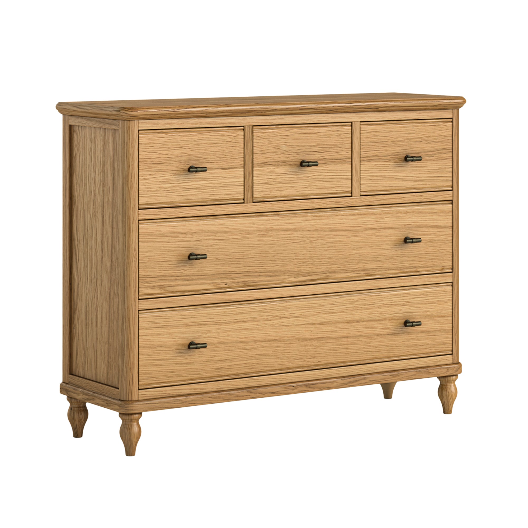 Ashcombe Oak Wood 3 Over 2 Drawer Chest