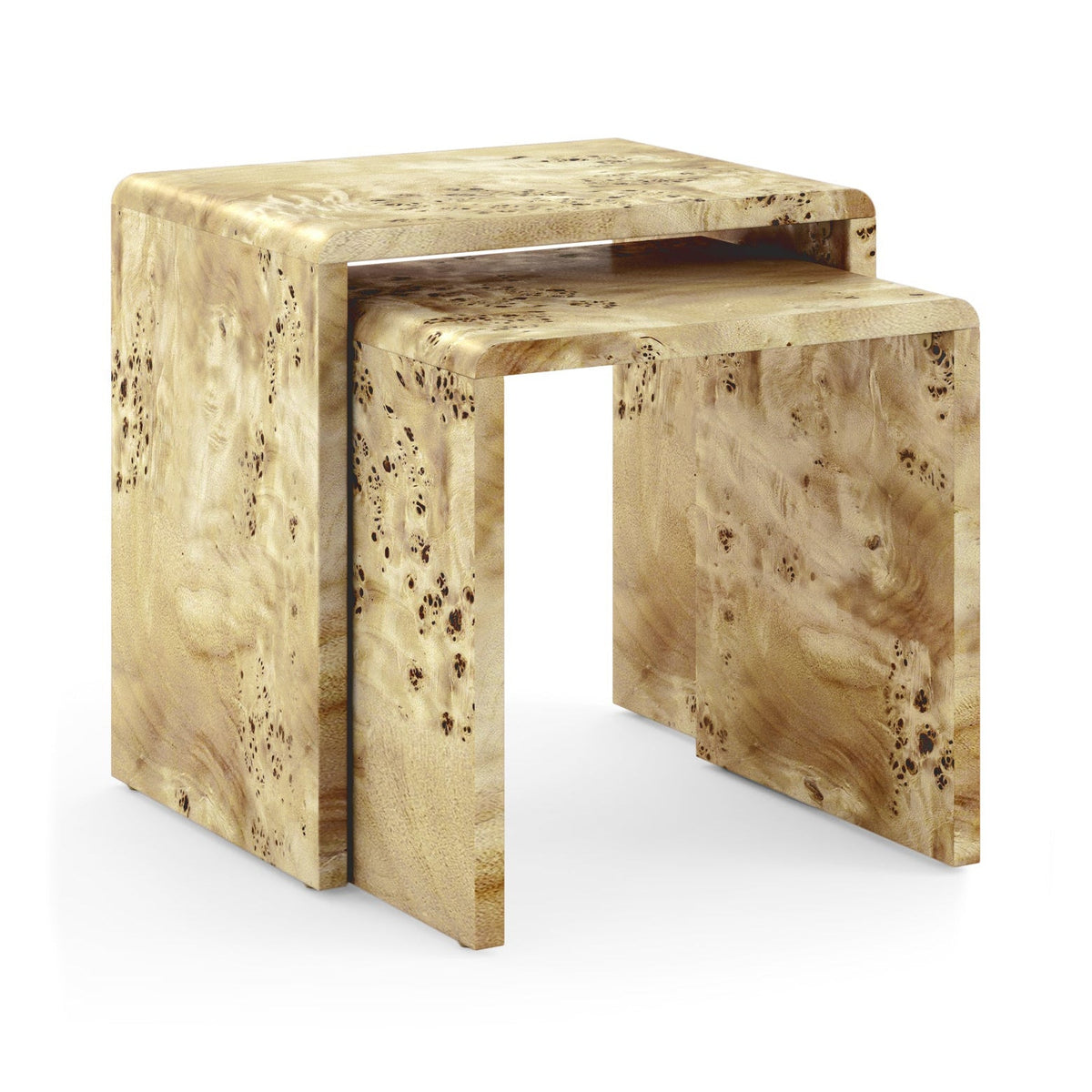 Denver Natural Burl Wood Side Tables Nest