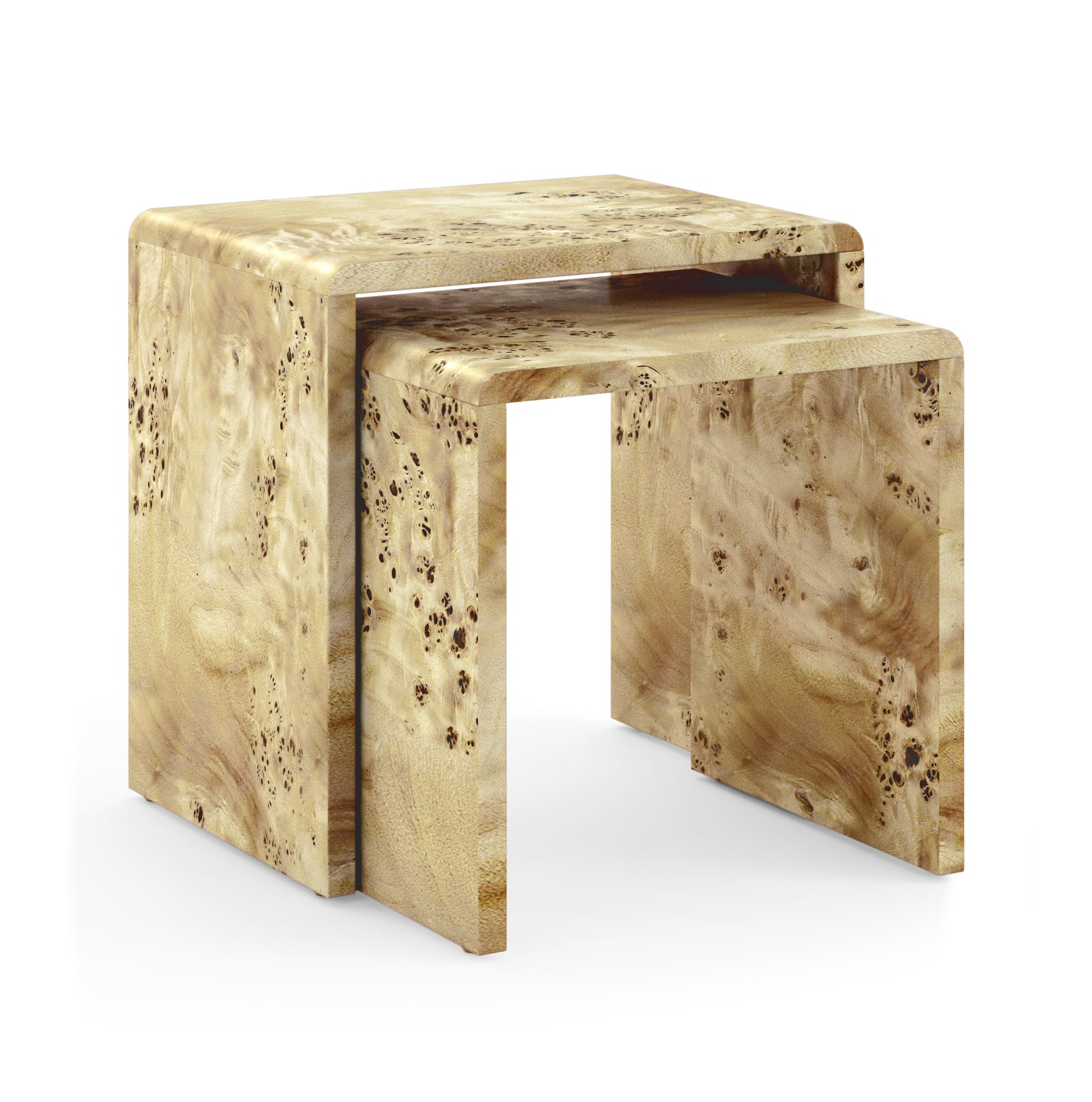 Denver Natural Burl Wood Side Tables Nest