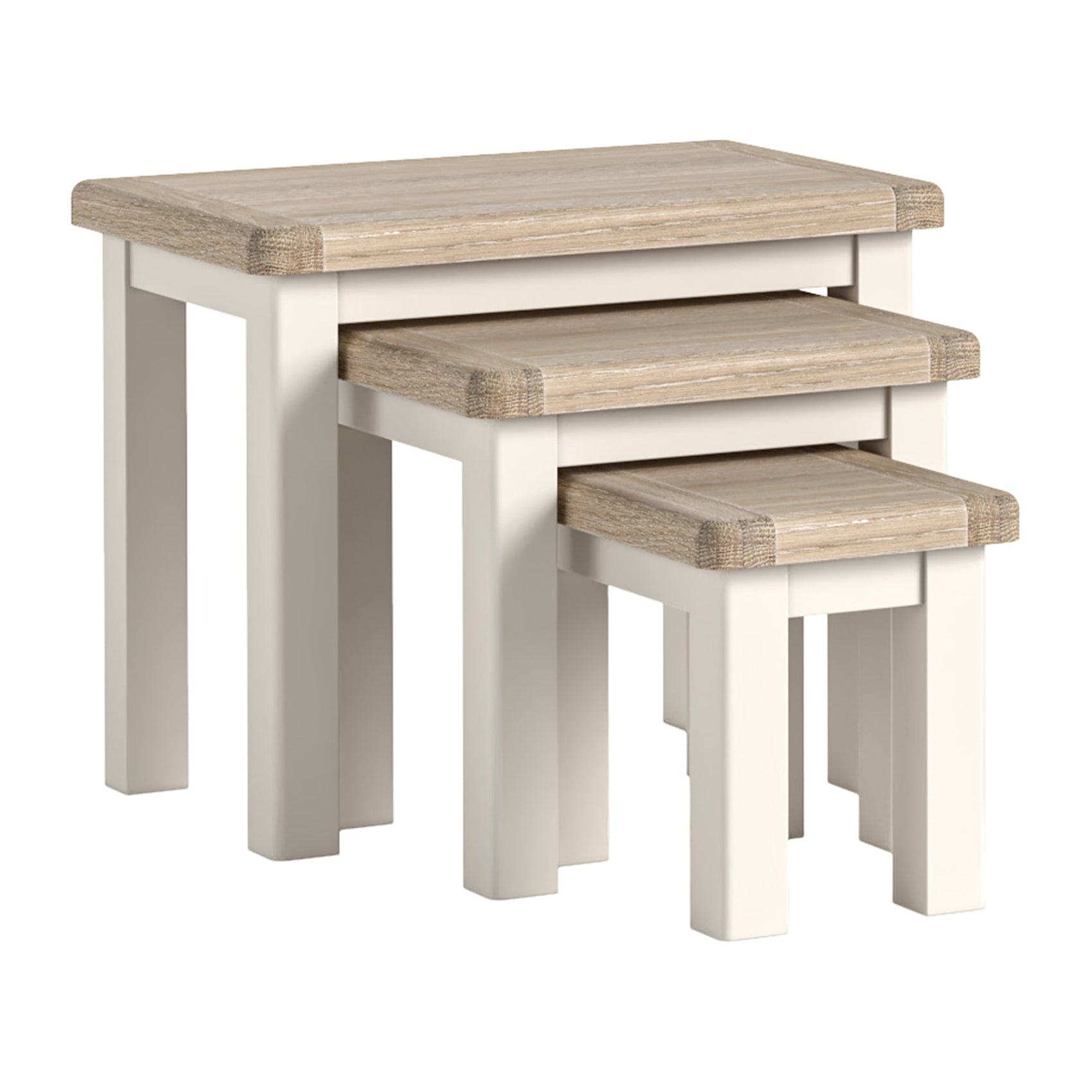 Westbourne Coconut Milk White Oak Wood Nest Of 3 Side Tables