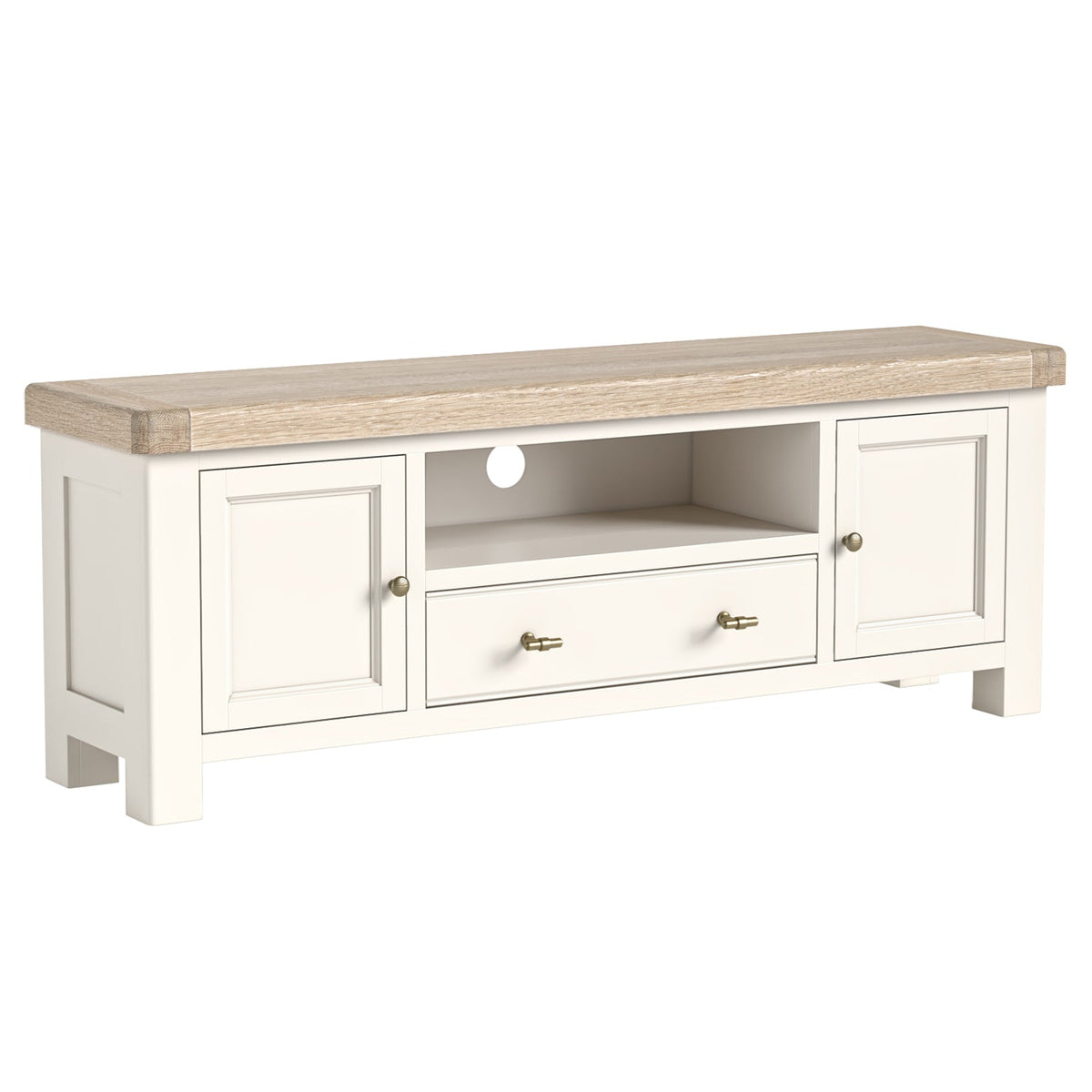 Westbourne Coconut Milk White Oak Wood TV Unit 160cm