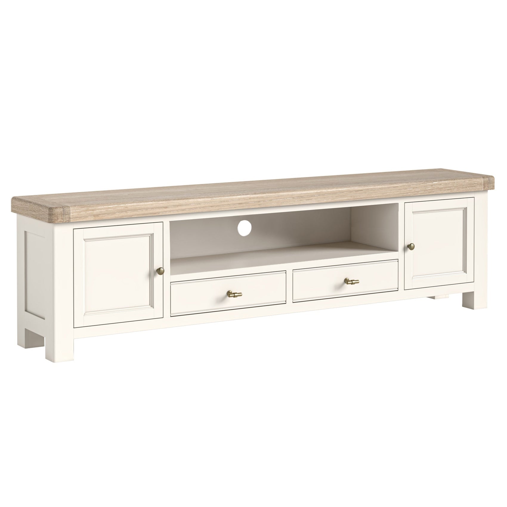 Westbourne Coconut Milk White Oak Wood TV Unit 210cm