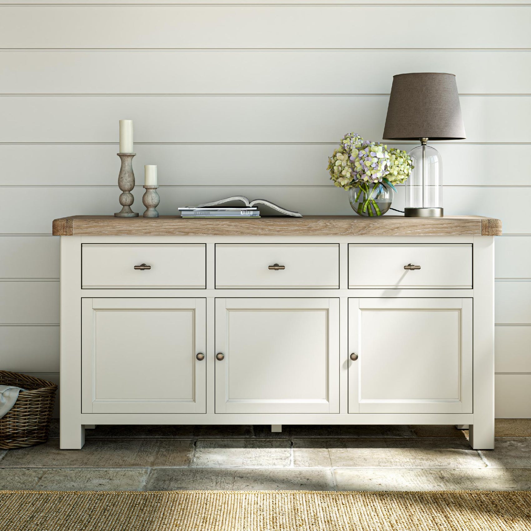 Westbourne Coconut Milk White Oak Wood Sideboard - Large