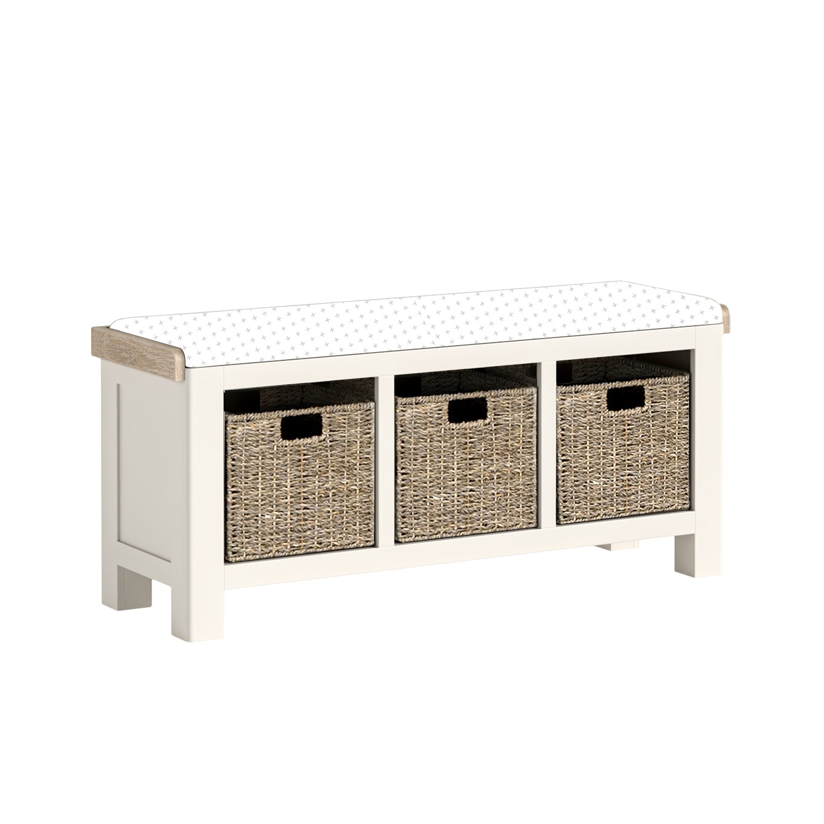 Westbourne Coconut Milk White Oak Wood Storage Bench