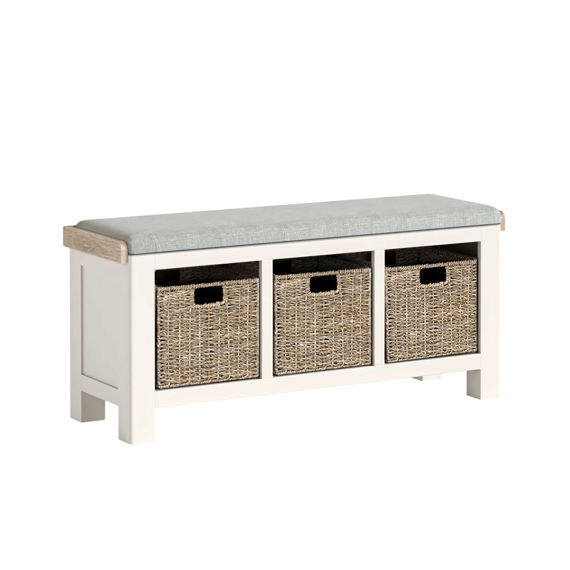 Westbourne Coconut Milk White Oak Wood Storage Bench
