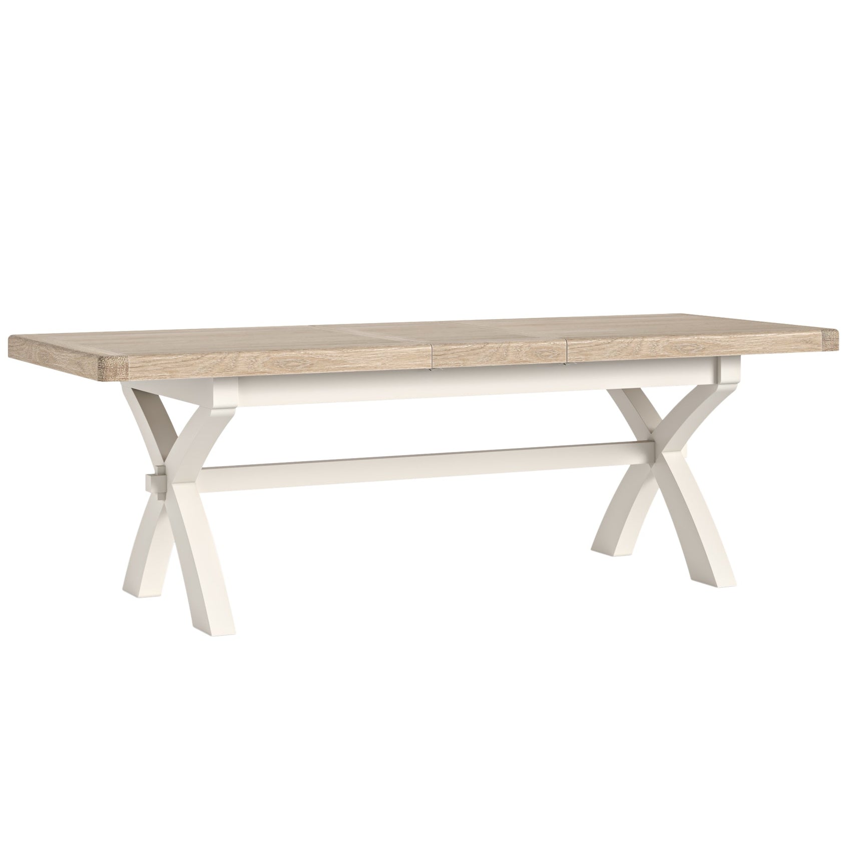 Westbourne Coconut Milk White Oak Wood Cross Leg Extending Dining Table 200/245cm