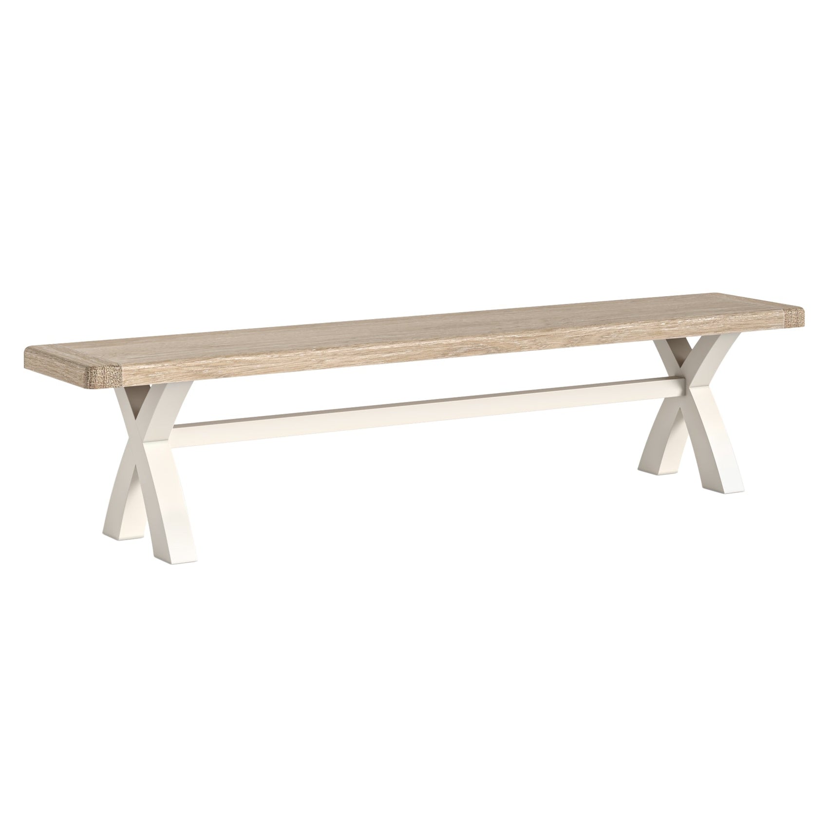 Westbourne Coconut Milk White Oak Wood Cross Bench 200cm