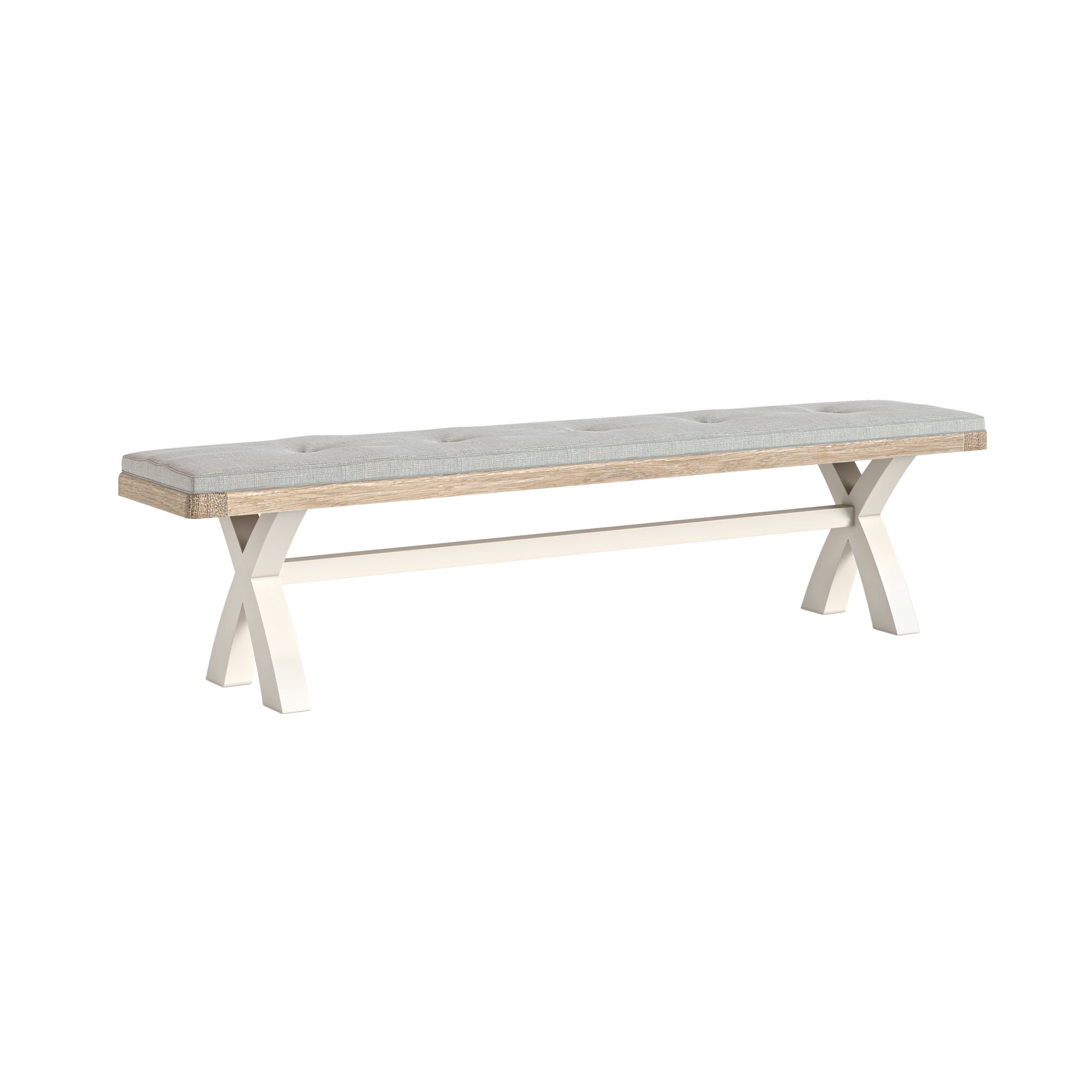 Westbourne Coconut Milk White Oak Wood Cross Bench 200cm