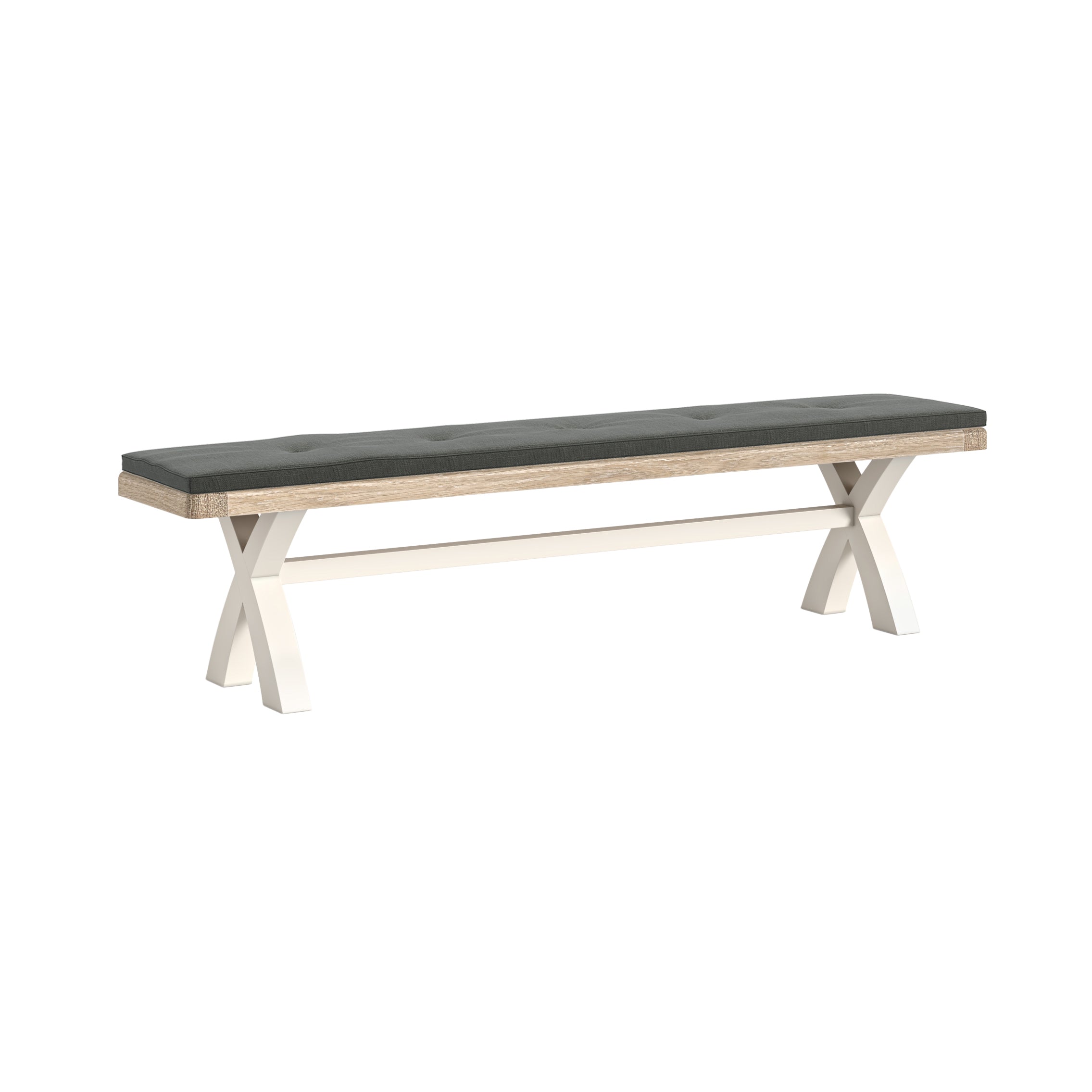 Westbourne Coconut Milk White Oak Wood Cross Bench 200cm