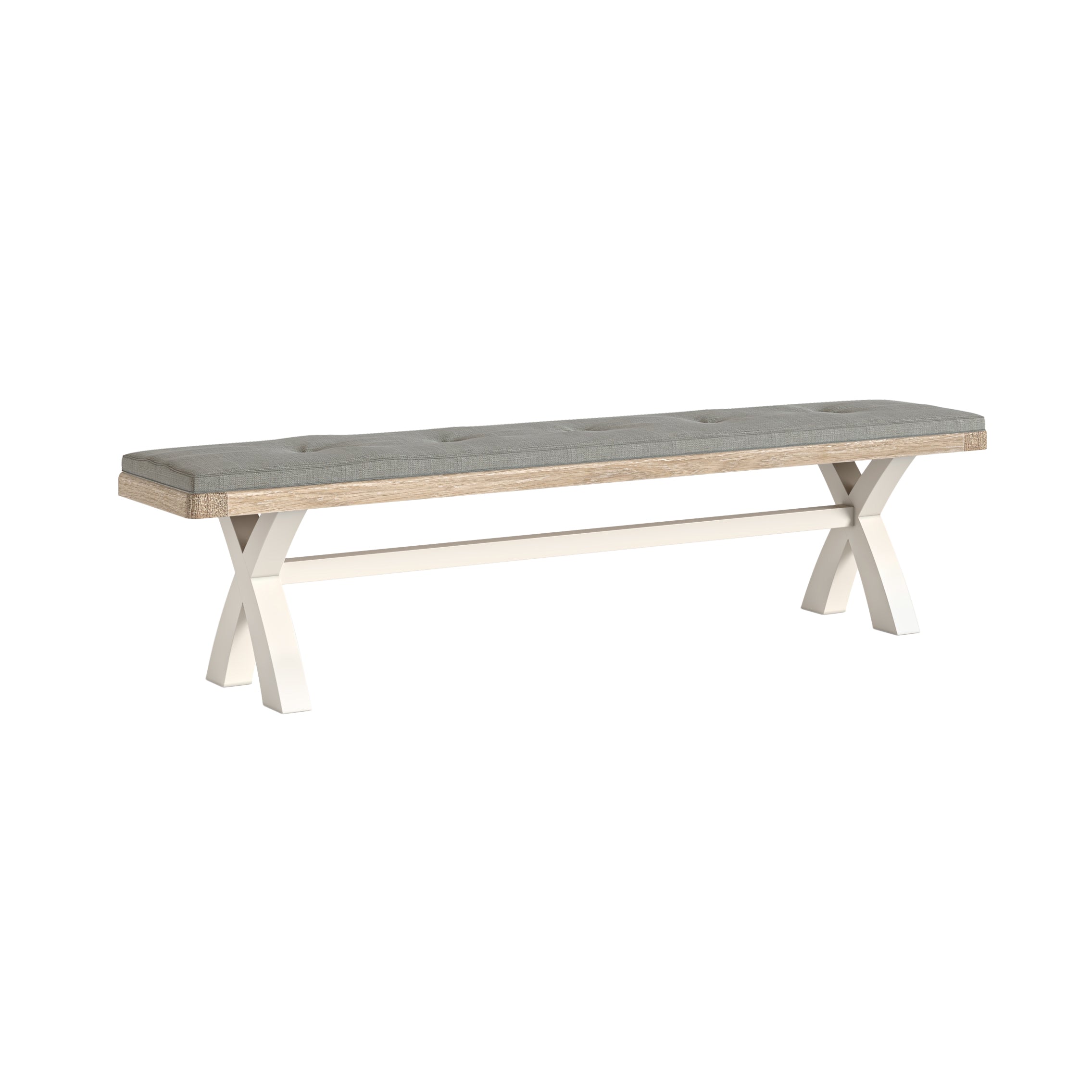 Westbourne Coconut Milk White Oak Wood Cross Bench 200cm