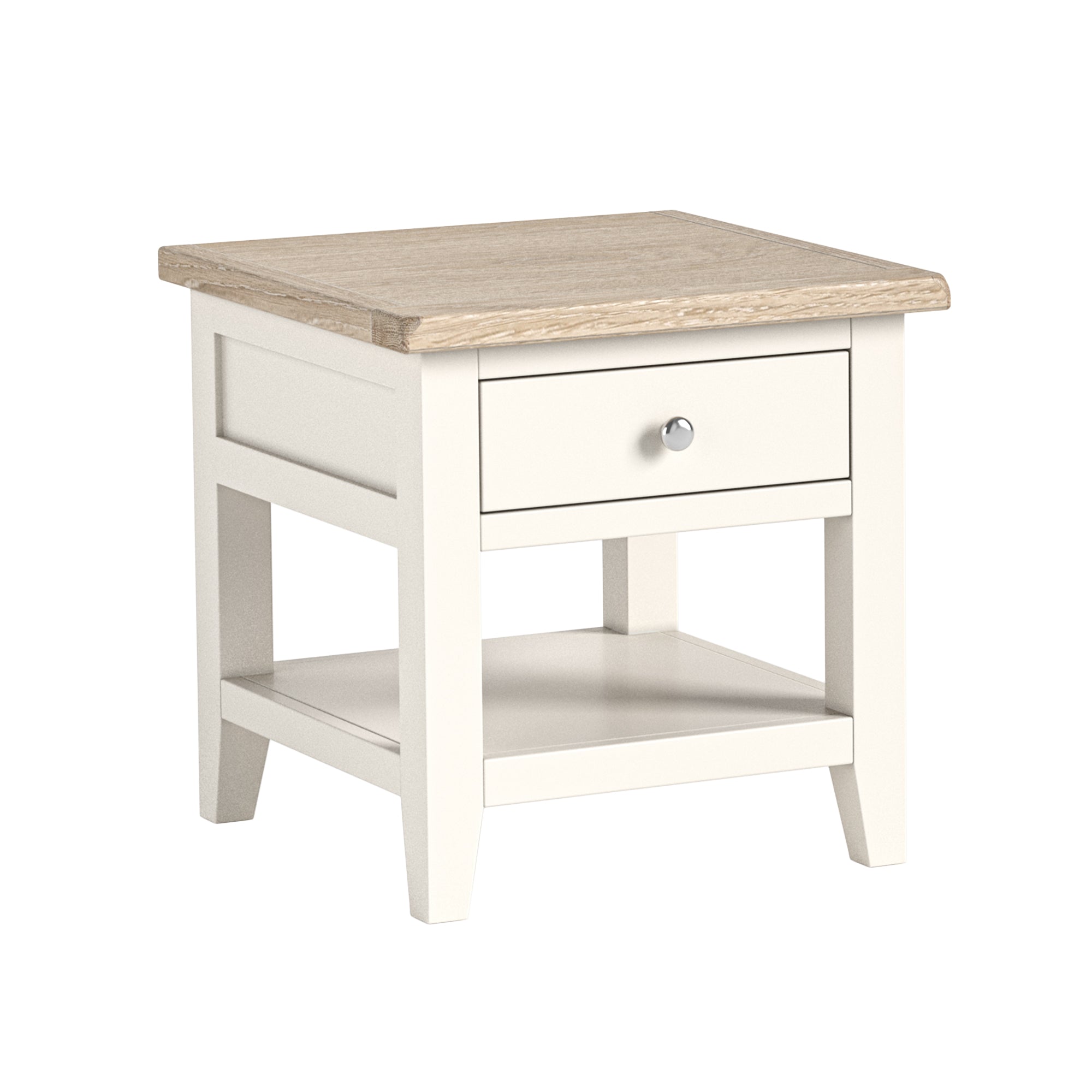 Alderley Coconut White Wood Side Table with Drawer