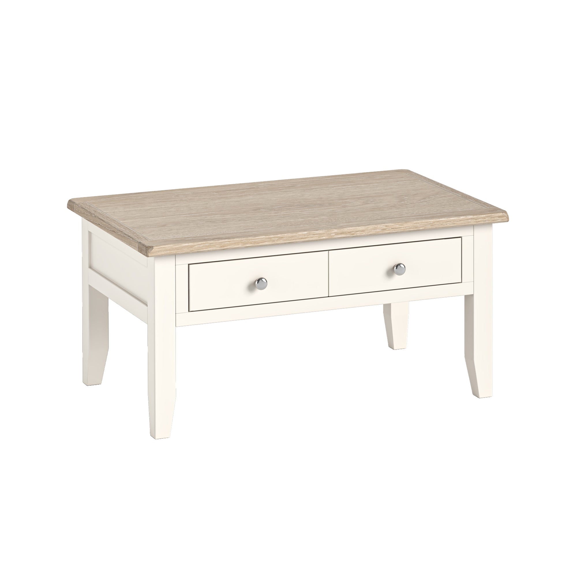 Alderley Coconut White Wood Rectangle Coffee Table with Drawer