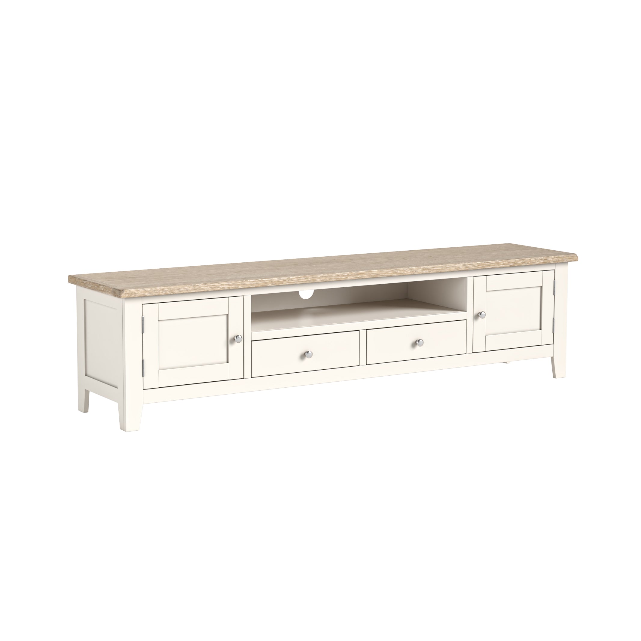 Alderley Coconut White Wood TV Unit 200cm