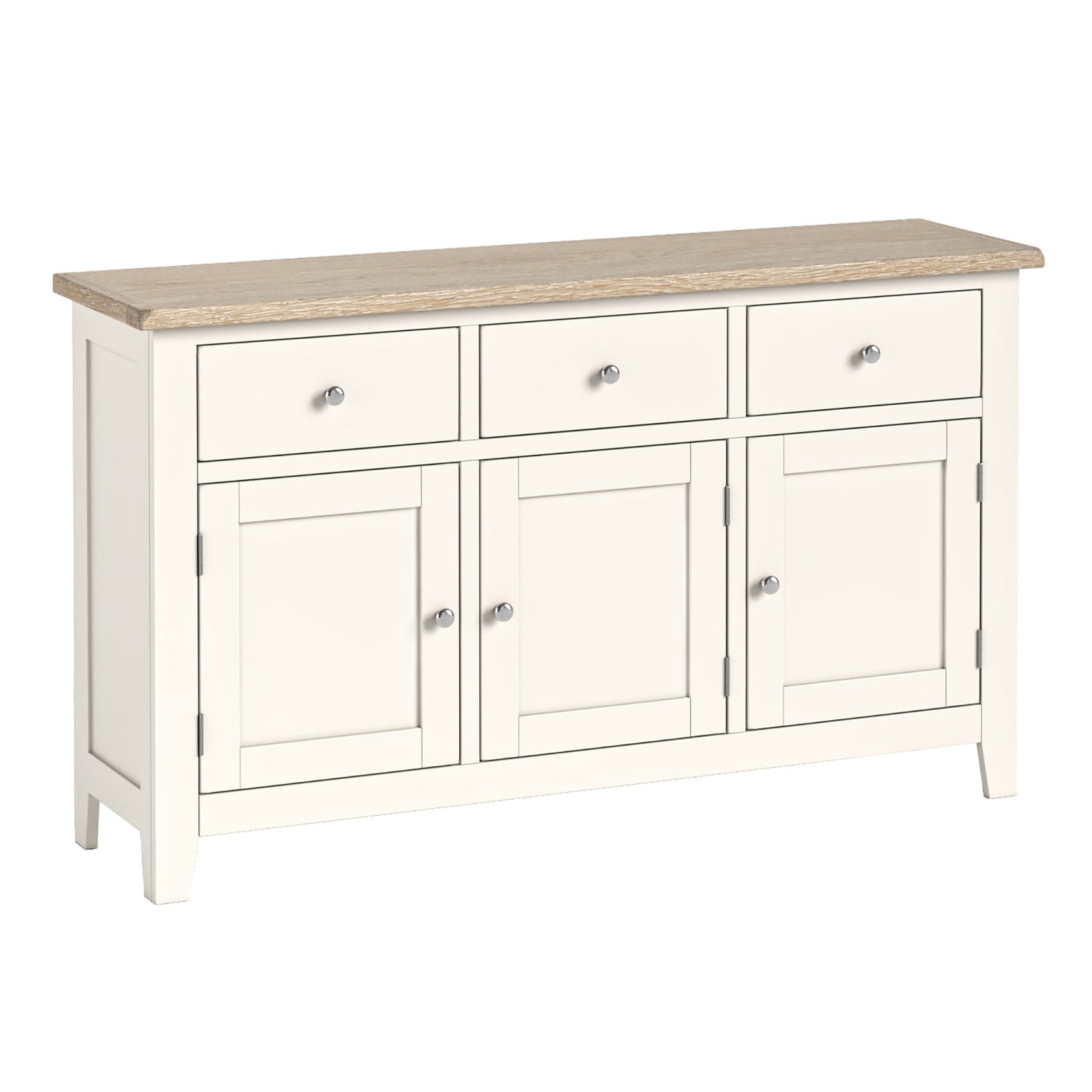 Alderley Coconut White Wood 3 Door Sideboard - Large