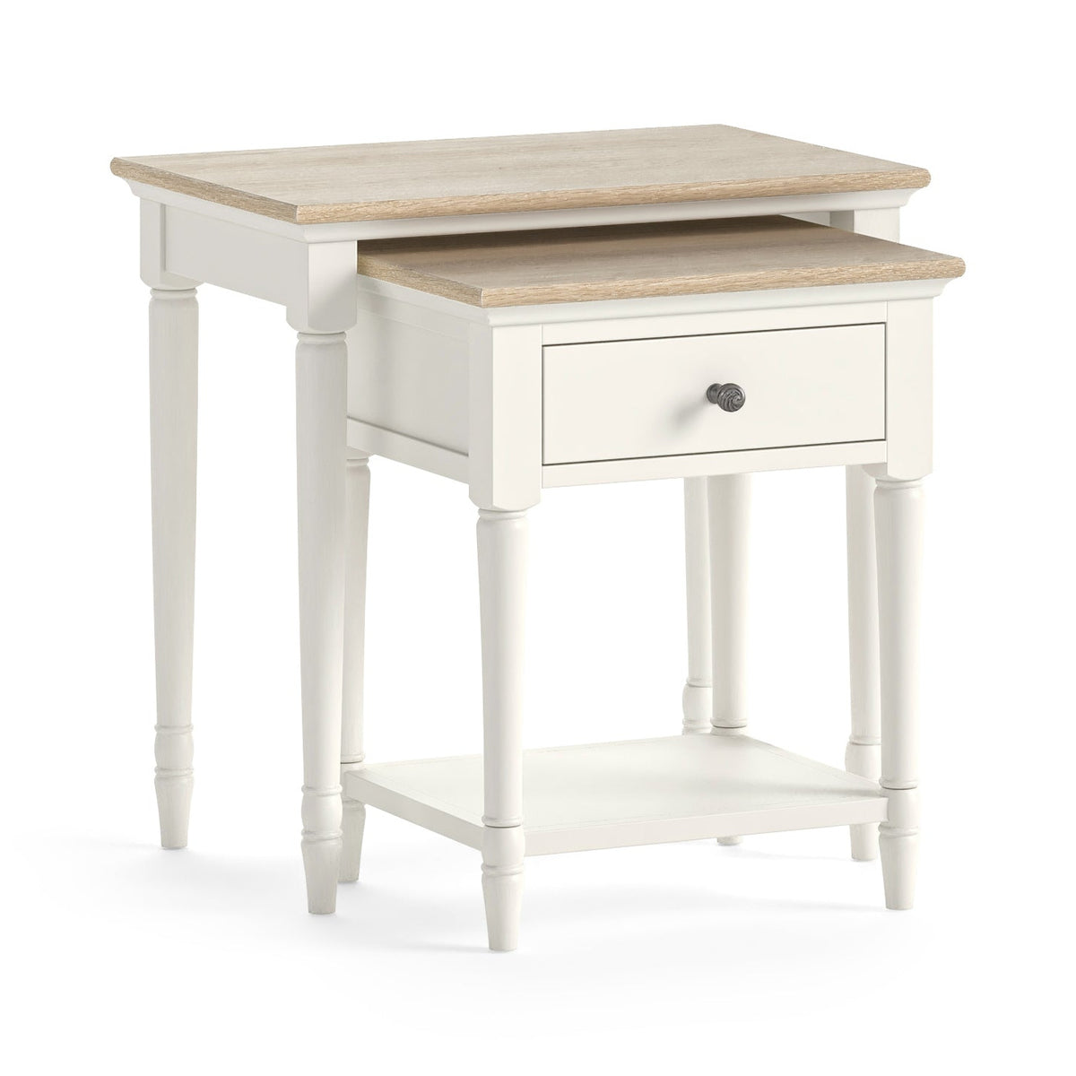 Burford Coconut Milk White Wood Side Tables Nest